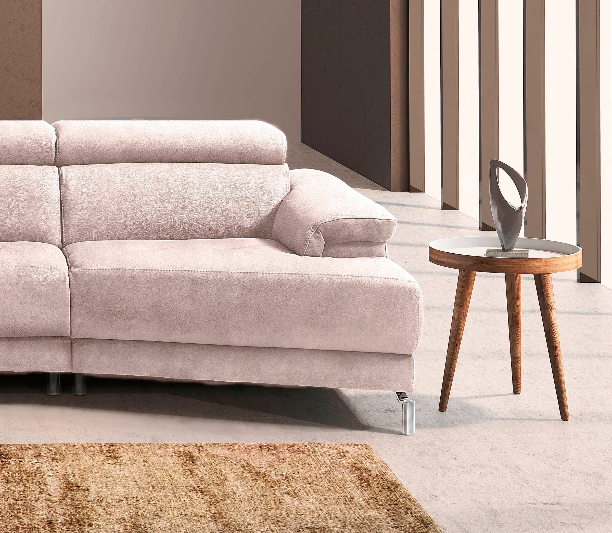 Egoitaliano Ecksofa »Soul, extravagantes Designsofa, Megasofa, super bequem, tolle Details«, mit Trapez-Abschlußelement, inkl verstellbarer Kopfteile