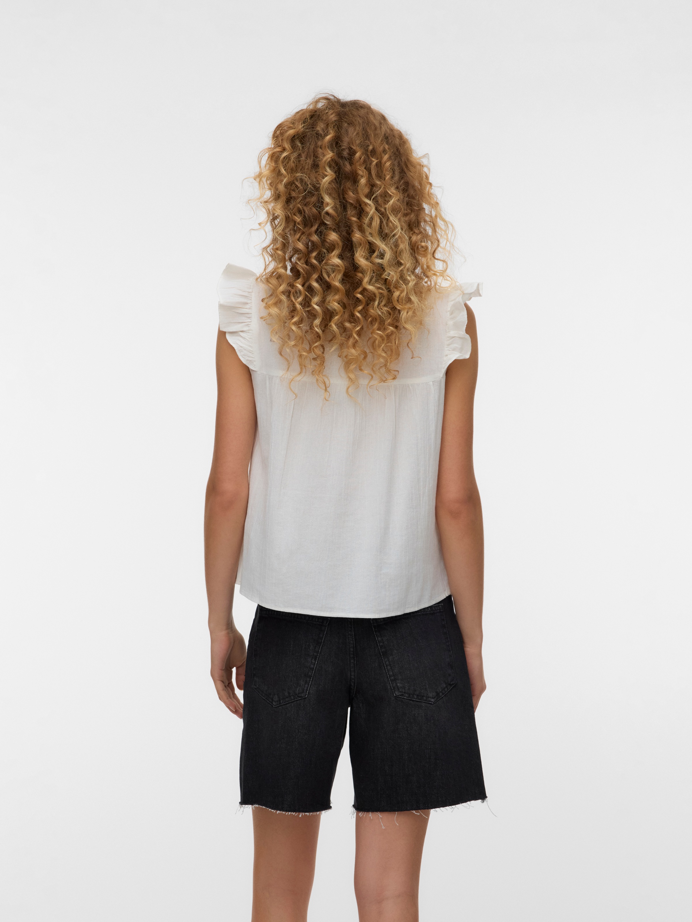 Vero Moda Rüschentop »VMDICTHE EMB SL V-NECK TOP WVN GA« Baumwolle, regular fit