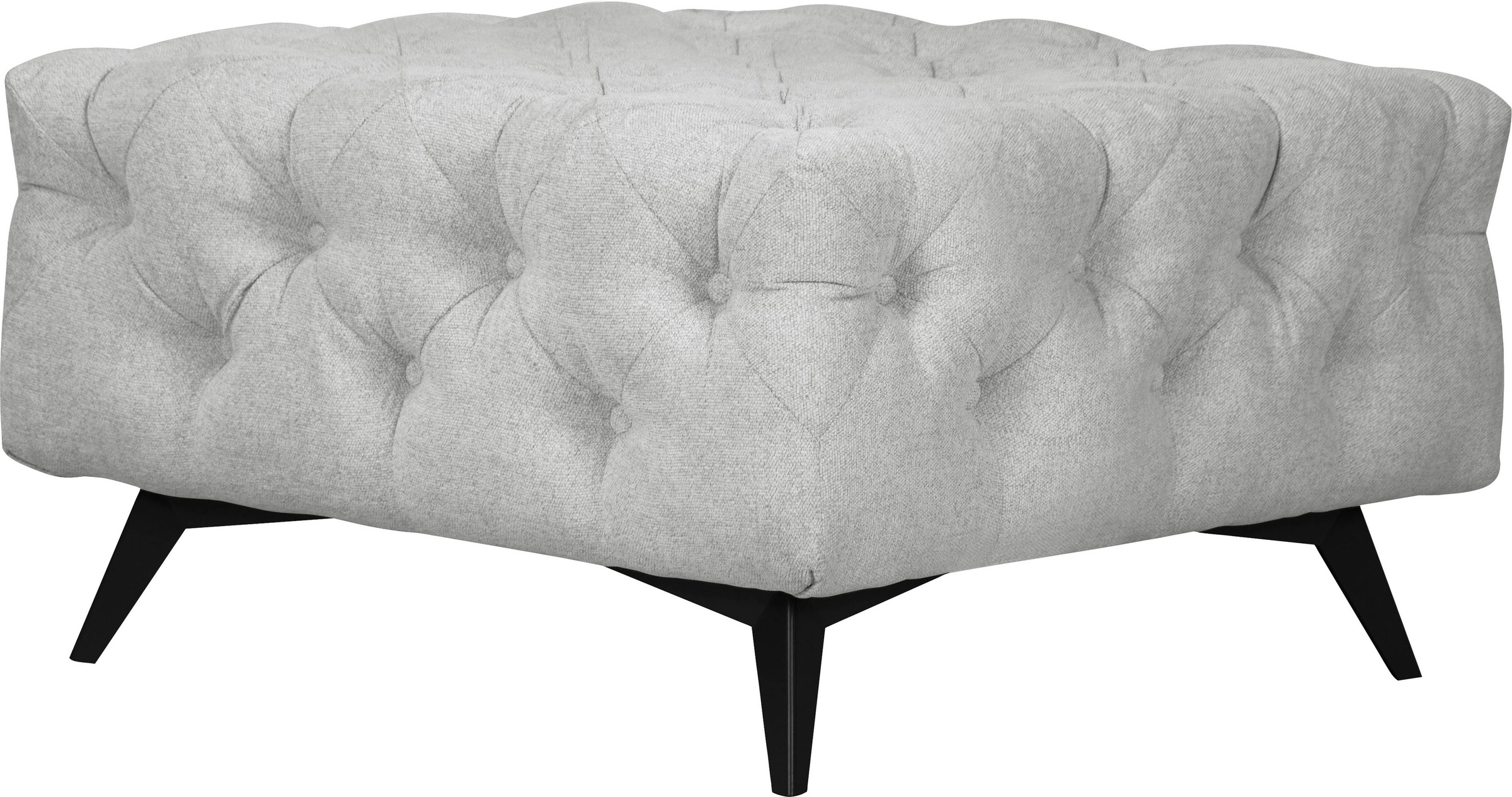 Polsterhocker HOME AFFAIRE "Amaury", silber, B:80cm H:45cm T:80cm, Struktur (100% Polyester);Samtoptik (100% Polyester), Hocker, Polsterhocker, Chesterfield-Optik, Breite 80cm, Fußfarbe wählbar 5