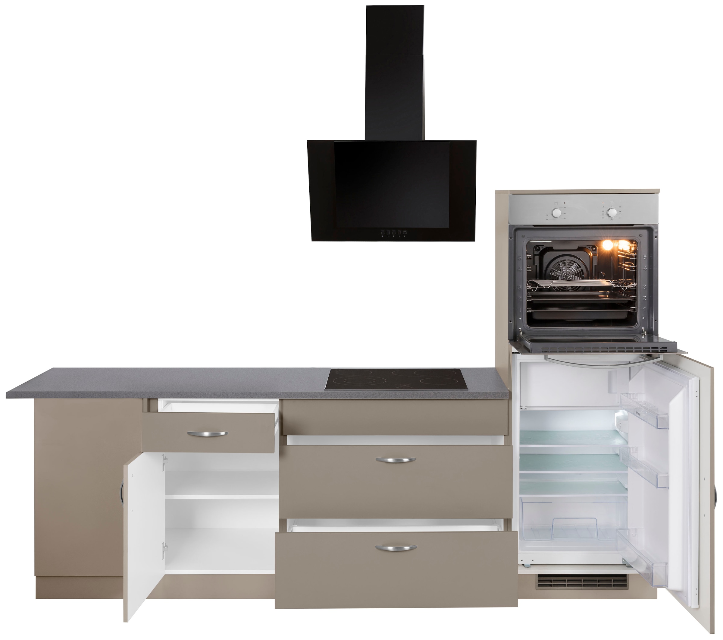 wiho Küchen Winkelküche »Peru«, mit E-Geräten, Stellbreite 260 x 235 cm  bestellen | BAUR | Kochfeldumbauschränke
