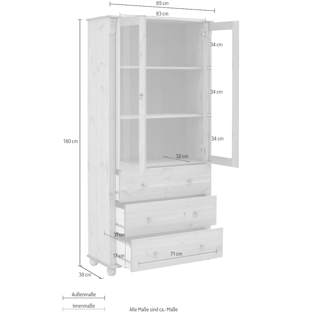 Home affaire Vitrine »Ferrera«, aus massiver Kiefer