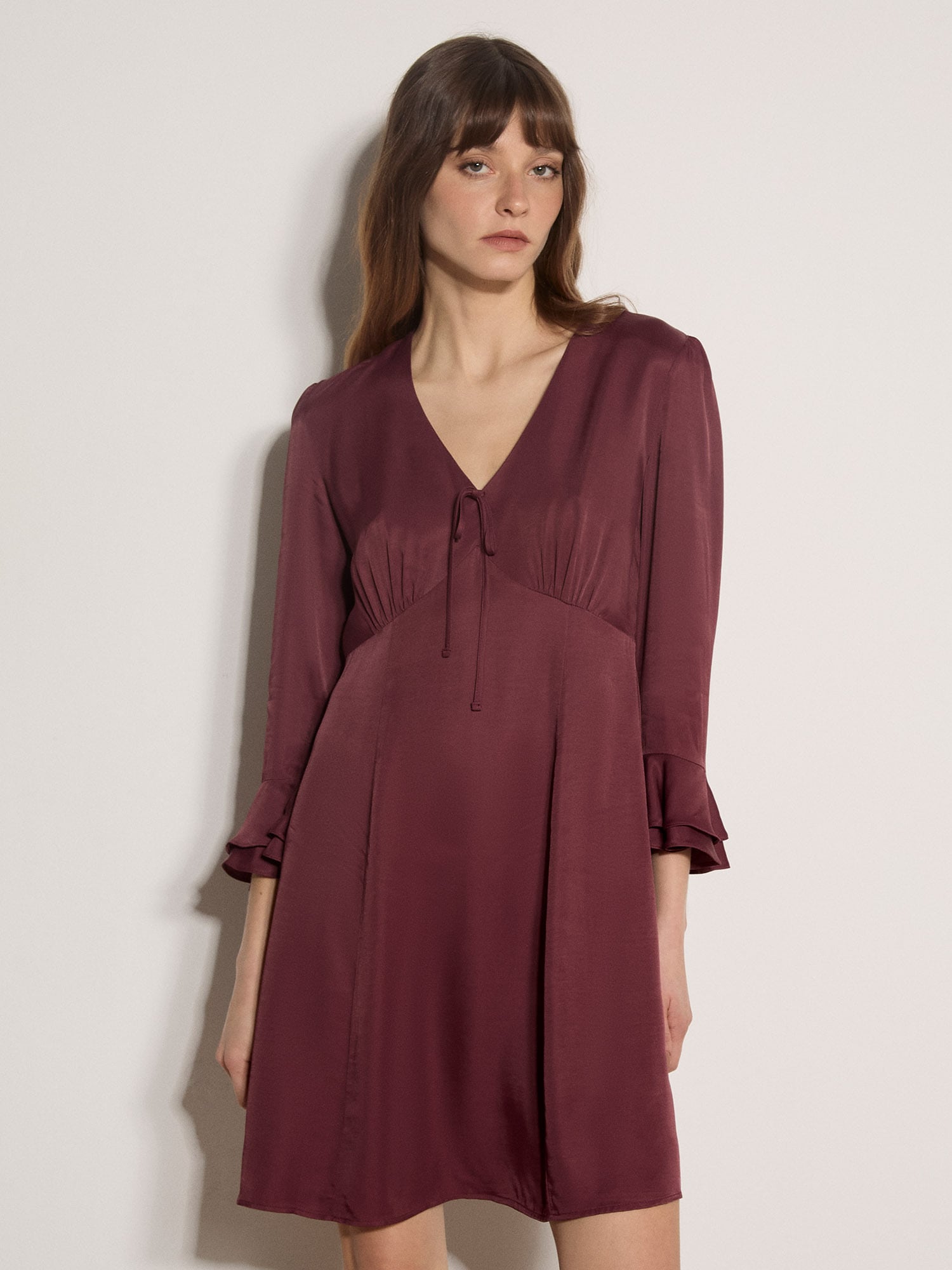 Apricot Minikleid »Satin-Skater-Kleid« Ohne Taschen mit Rüschendetails