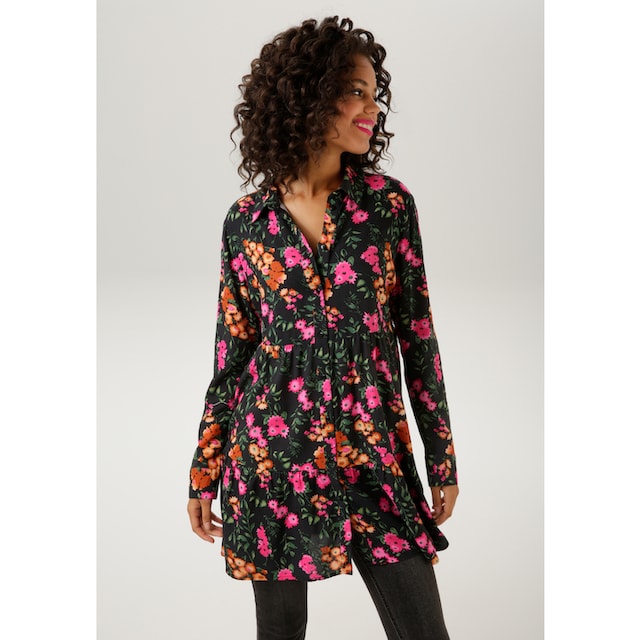 Aniston CASUAL Hemdbluse, mit ausdrucksvollem Blumendruck - NEUE KOLLEKTION  online kaufen | BAUR