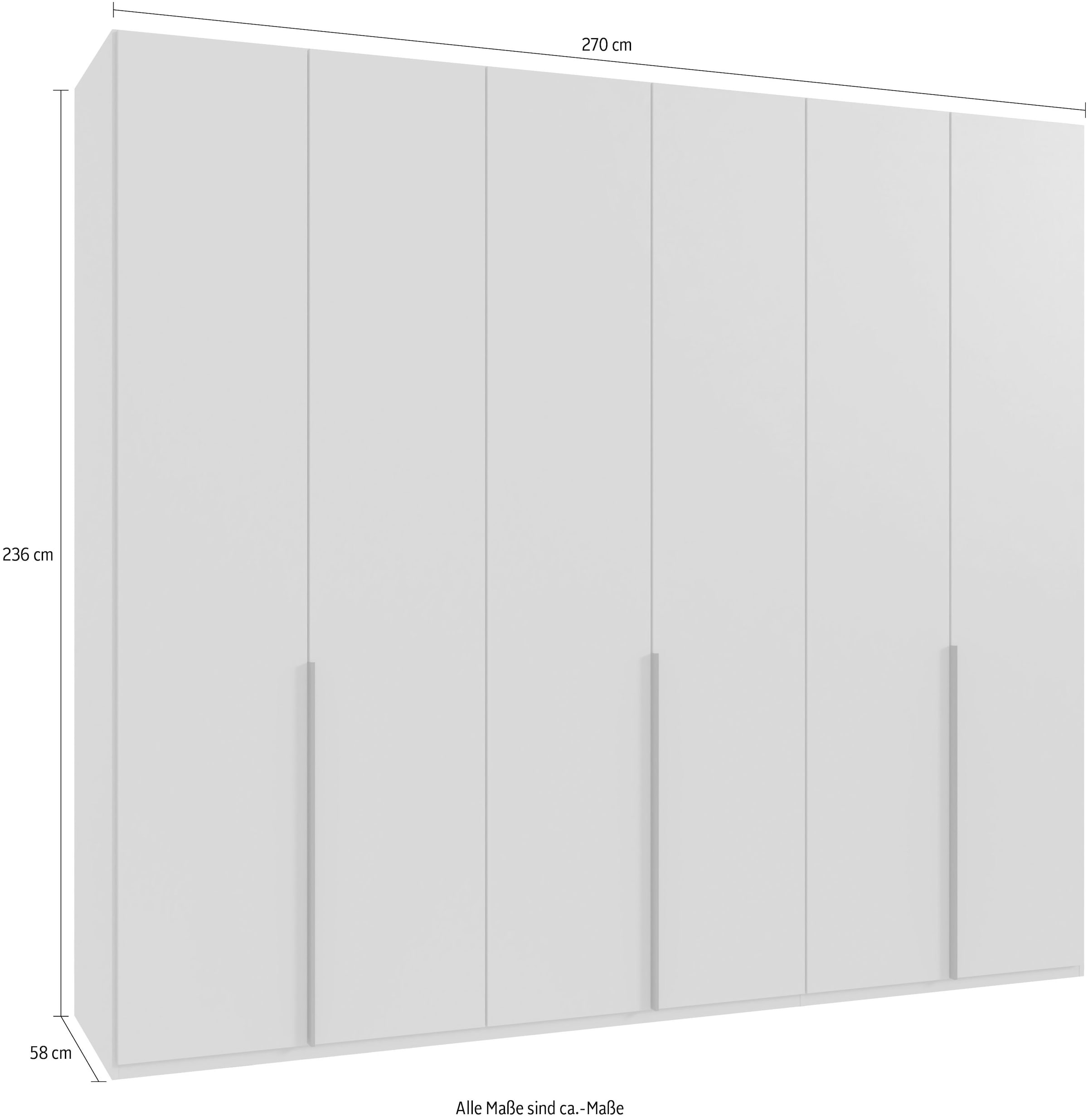 Wimex Kleiderschrank »Mugano, in 5 Breiten und 2 Höhen, Made in Germany«, (in Basic oder Premium Ausstattung mit 2 weiteren Einlegeböden), mit langen Griffstangen aus Metall, wahlweise mit oder ohne Spiegel