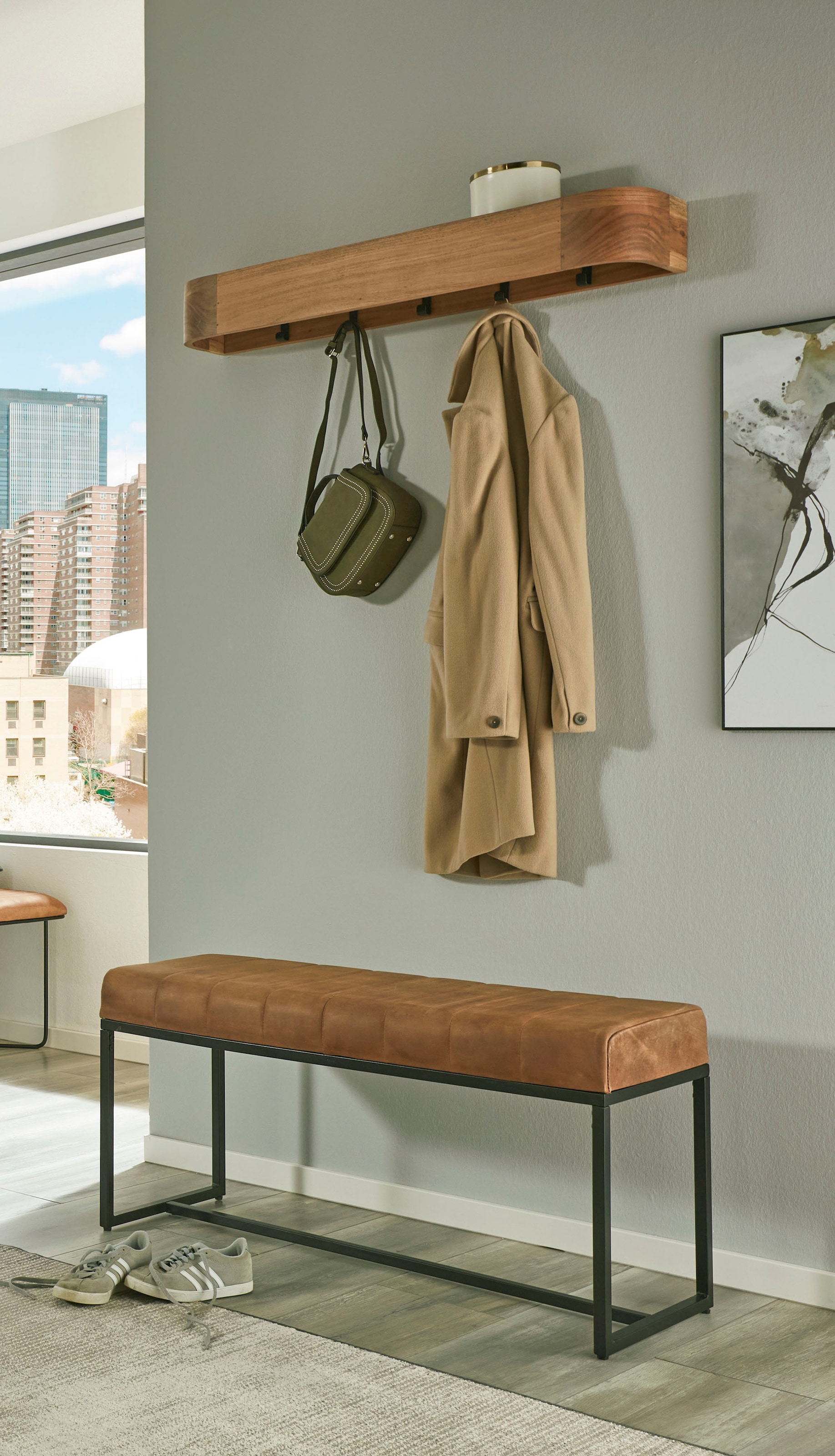 HAKU Wandgarderobe »Wandgarderobe« 1 Stk. tlg. rechteckig - aus Massivholz Braun - B/T/H 100/20/13 cm
