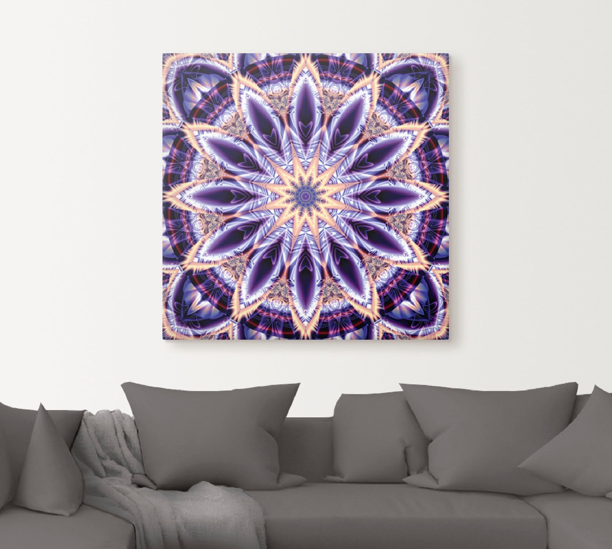 Artland Wandbild »Mandala Stern lila«, Muster, (1 St.), als Leinwandbild, Wandaufkleber in verschied. Größen