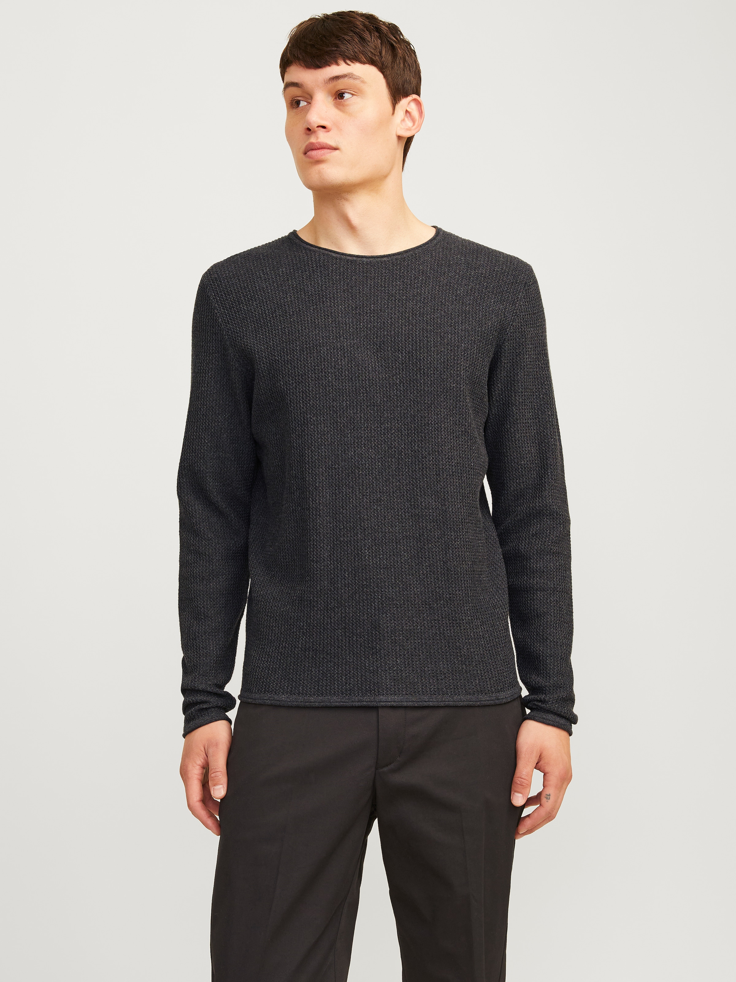 Jack & Jones Rundhalspullover "JJECOOPER KNIT CREW NECK NOOS", in Strick Optik