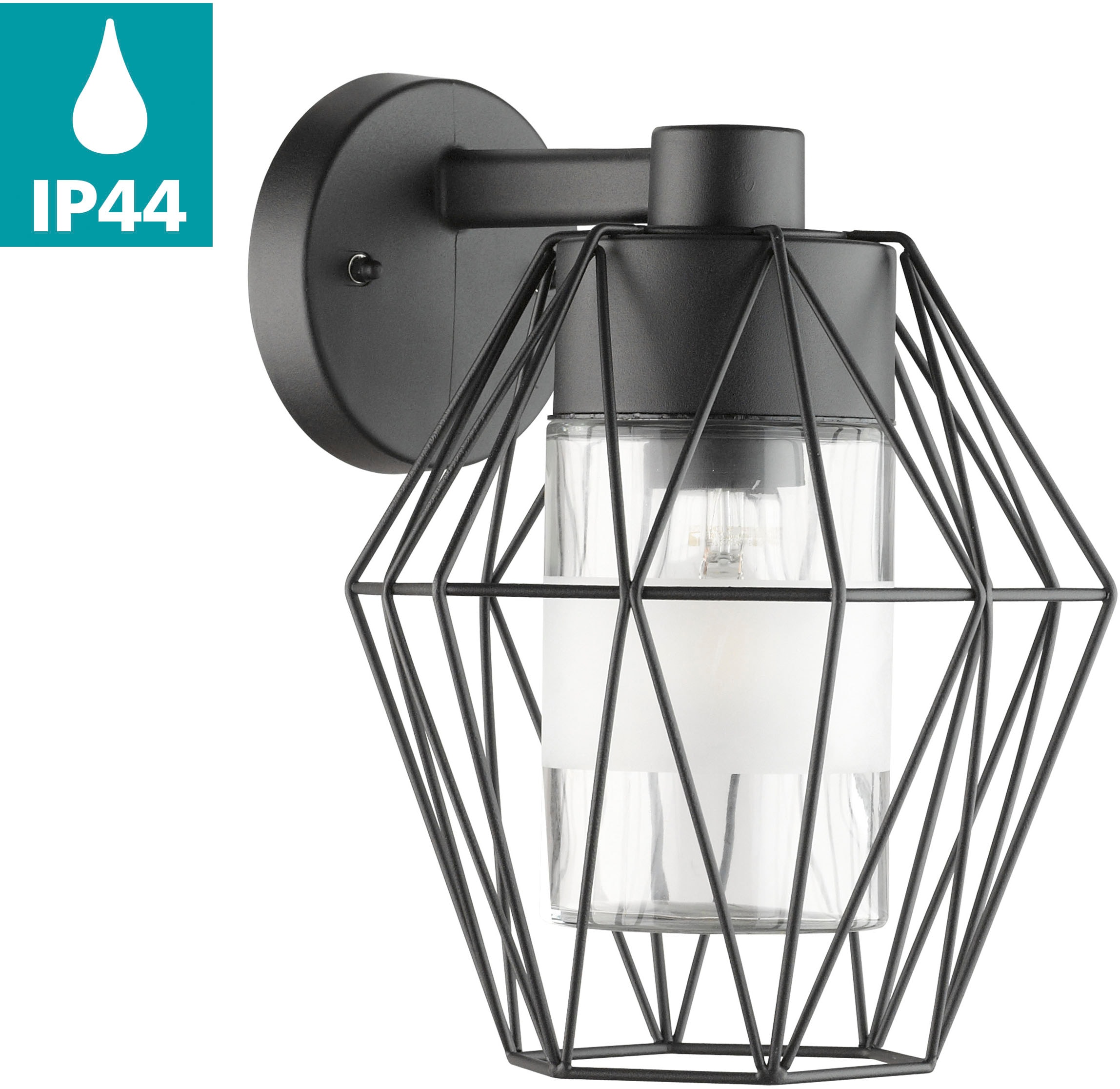 EGLO Wandleuchte "CANOVE Wandlampe, Stahl und Glas, E27, IP55, Außenlampe, günstig online kaufen