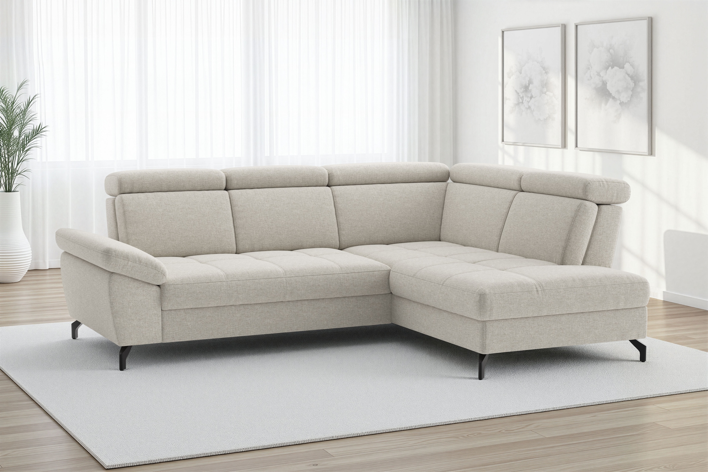 sit&more Ecksofa "Vanity; L-Form, B. 254 cm" Inkl.Sitz-,Kopf-und Armteilverstellung