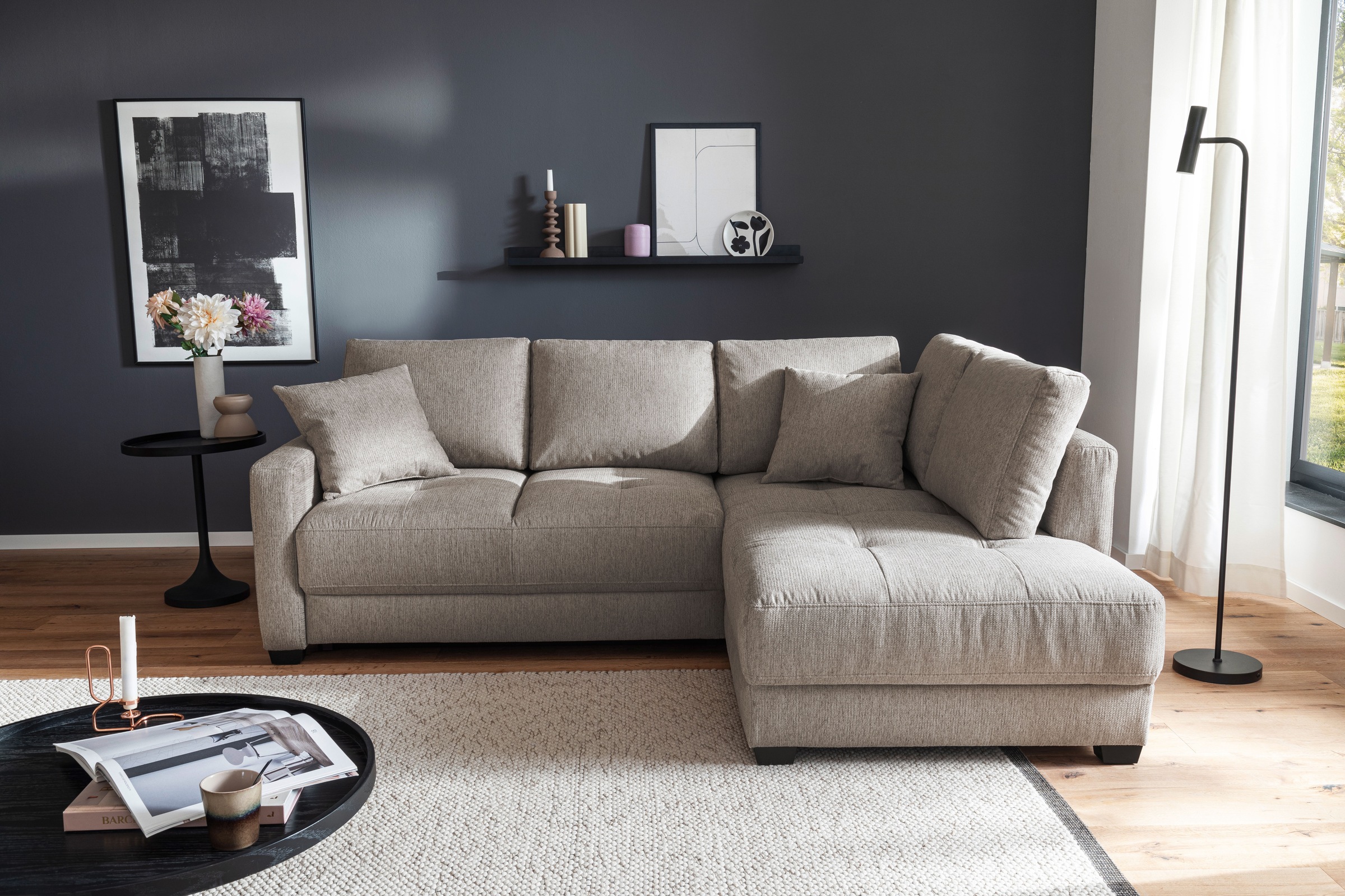 Mr. Couch Ecksofa "Pierre, L-Form mit BoxSpring" Mit Boxpring-Taschenfederk günstig online kaufen