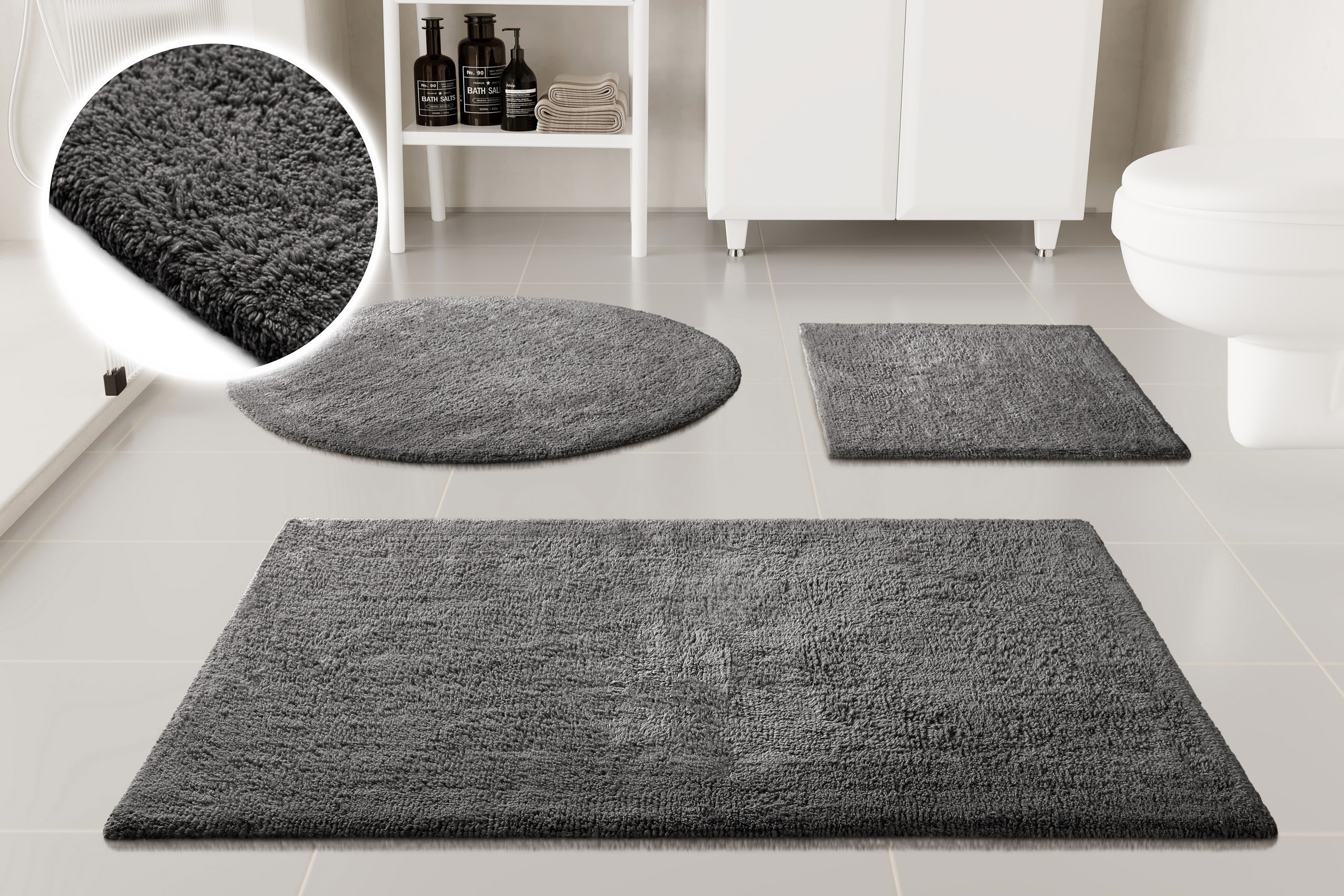 OTTO home Badematte "Selenne, uni, viele Farben, Badvorleger, Badezimmer Teppich" Höhe 20 mm rutschhemmend beschichtet fußbodenheizungsgeeignet Badteppich, getuftet, modern, Uni, antirutsch, flauschig, Baumwolle