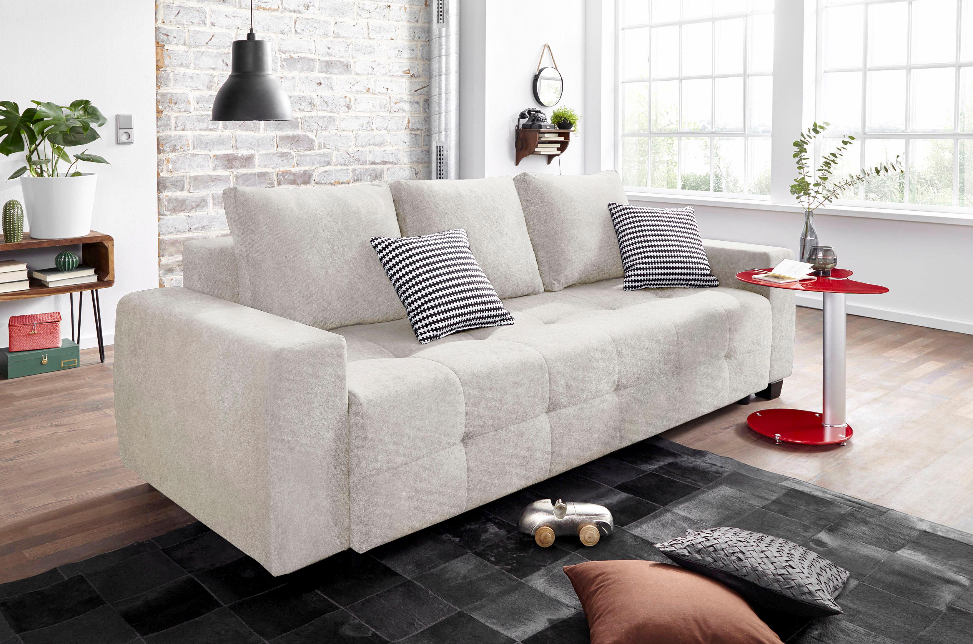 OTTO home Schlafsofa "Bella B: 241 cm, Liegefl. 142x194 cm mit Bettkasten & Zierkissen" Schlafcouch mit Gästebett, 2 Zierkissen inklusive, frei stellbar