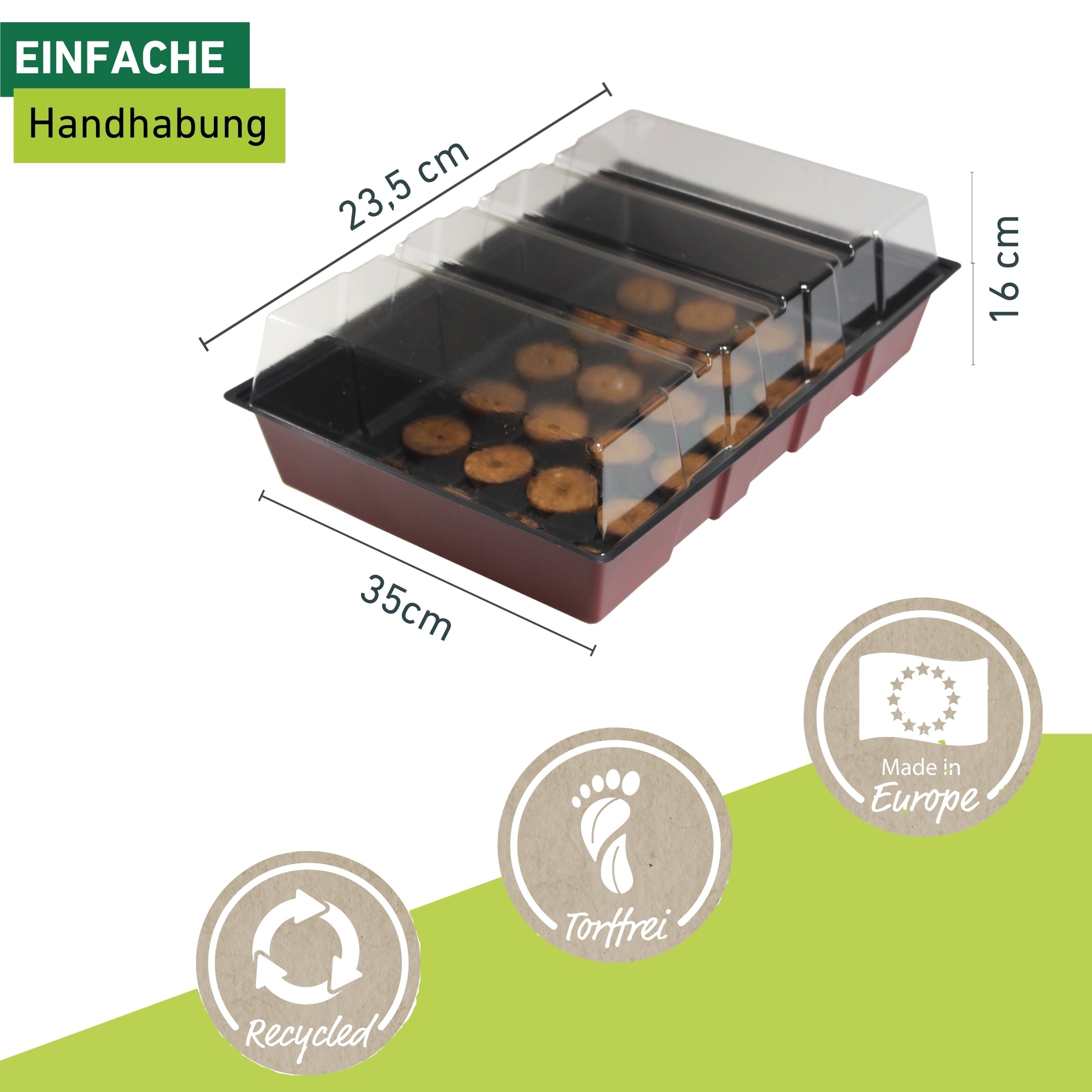 Windhager Gewächshaus »Fensterbank-Treibhaus inkl. 24 Quelltabs« Zimmer Pflanzen Anzucht, 23,5 x 35 x 11 cm, terracotta