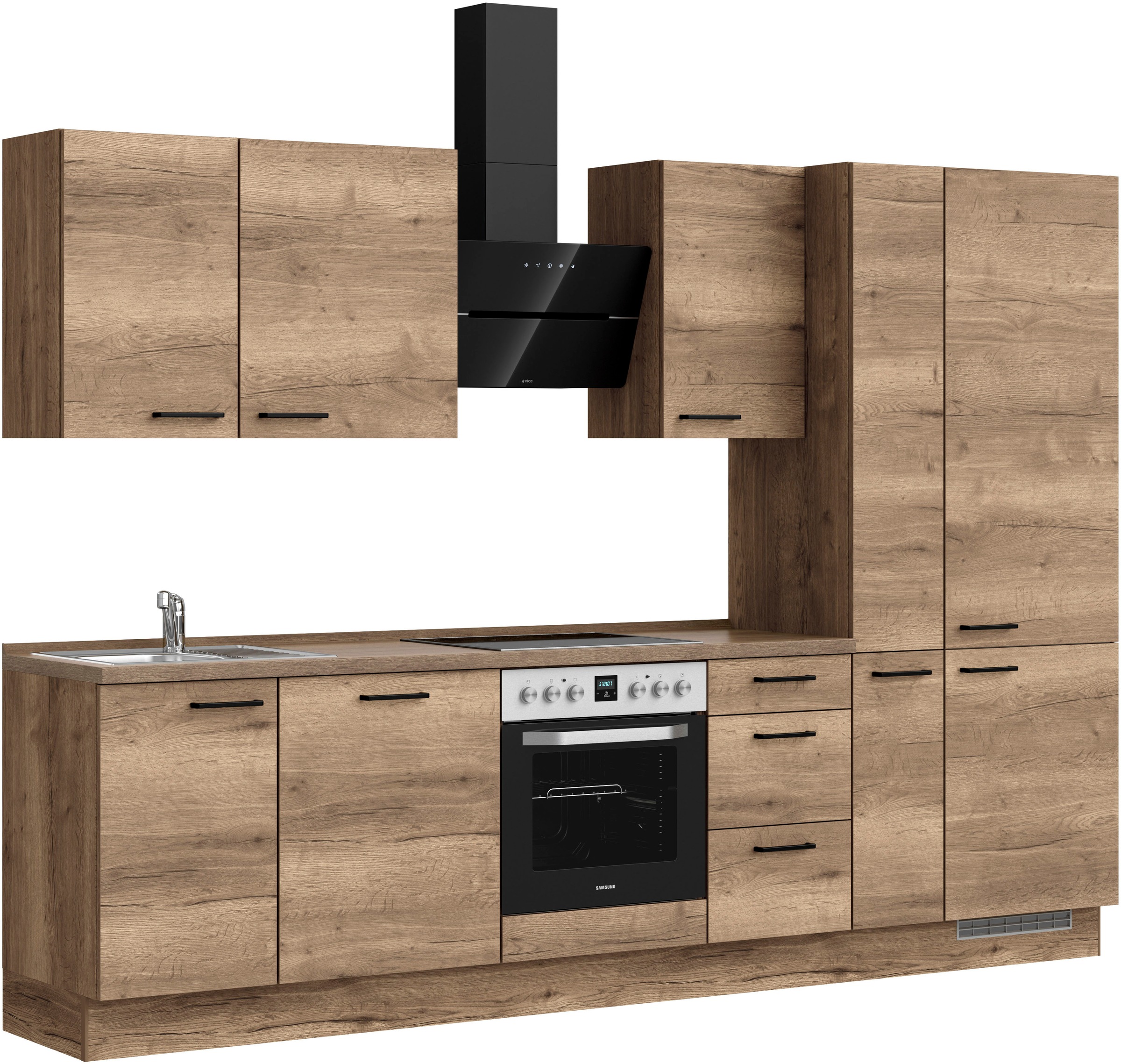 nobilia® Küchenzeile »"Structura II"«, vormontiert, Ausrichtung wählbar, Breite 300 cm, wahlw. mit E-Geräten