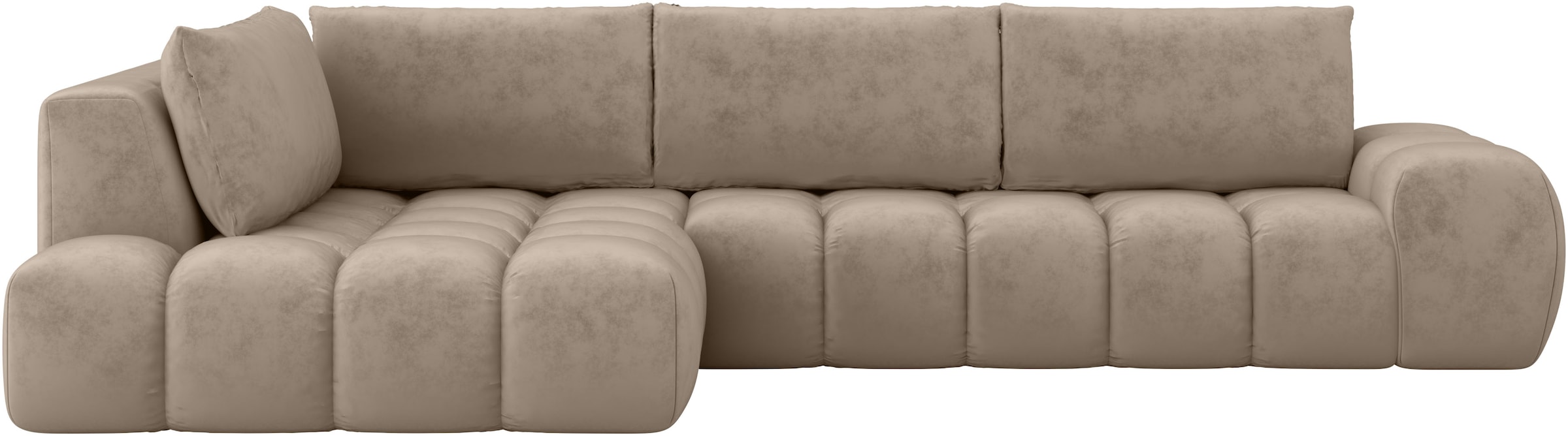 INOSIGN Ecksofa »AZITA Designsofa, elegant und bequem L-Form, Bubble-Optik«, lose Rückenkissen, traumhafte Steppung, Maße B/T/H: 352/210/72 cm