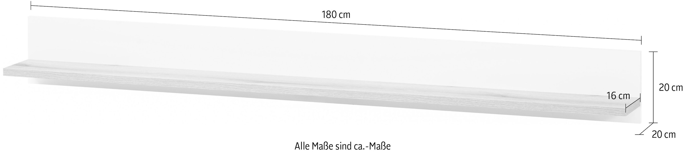 INOSIGN Wandboard »Salerno, modernes Wandregal, Wandhalter mit Ablagefläch, 180 cm breit«, vielseitig einsetzbares Hängeregal, Weiß mit Eiche Evoke Dekor