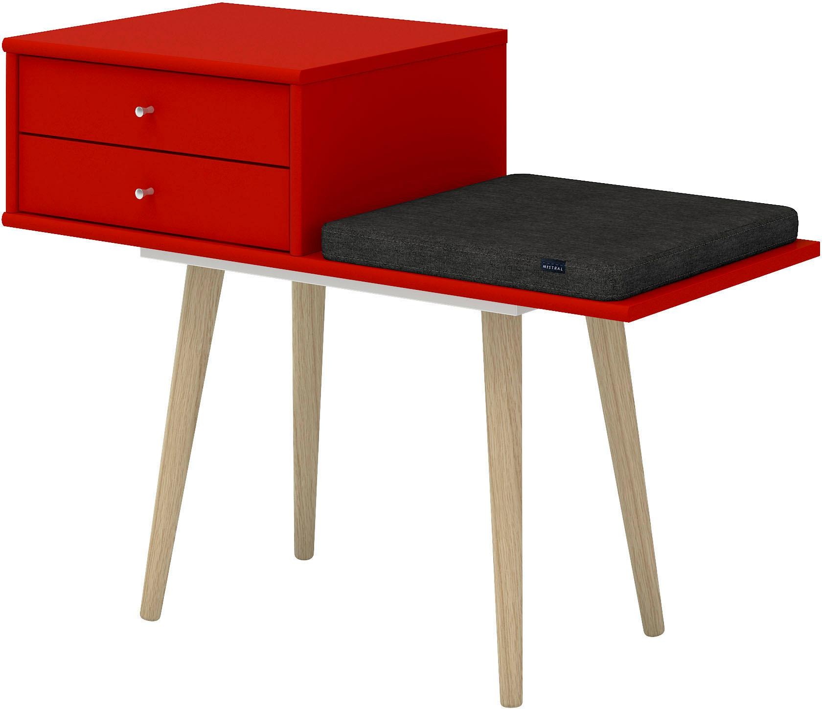 Hammel Furniture Sitzbank »Mistral Sitzhocker, 89 cm Schubladen zwei einem Holzbeine, mit Aufbewahrungsbank, und Flur Sitzkissen, Eingang Breite: Foyer«, | BAUR