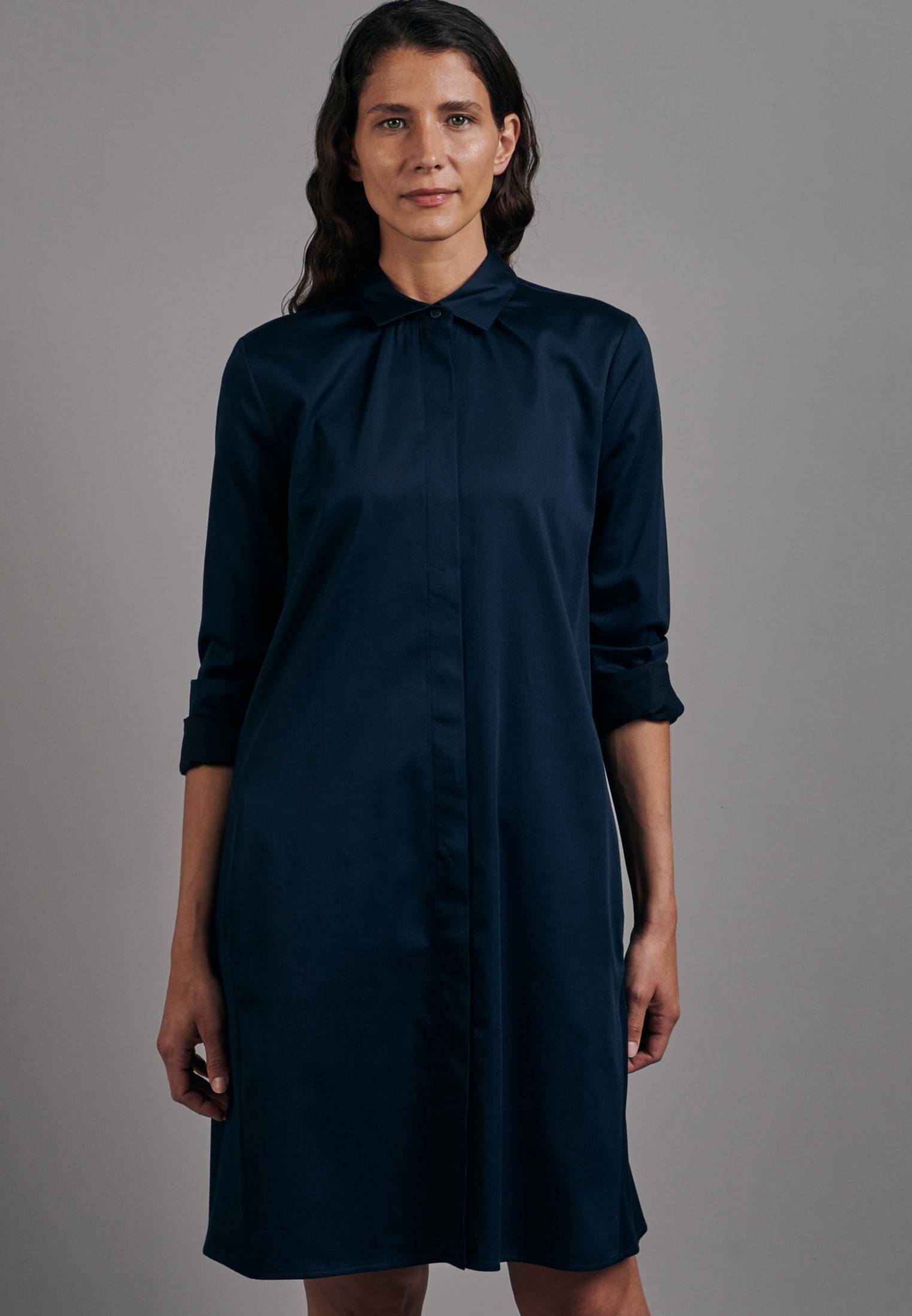 »Schwarze glänzend BAUR seidensticker Kragen Langarm Sommerkleid | online Uni Rose«, kaufen