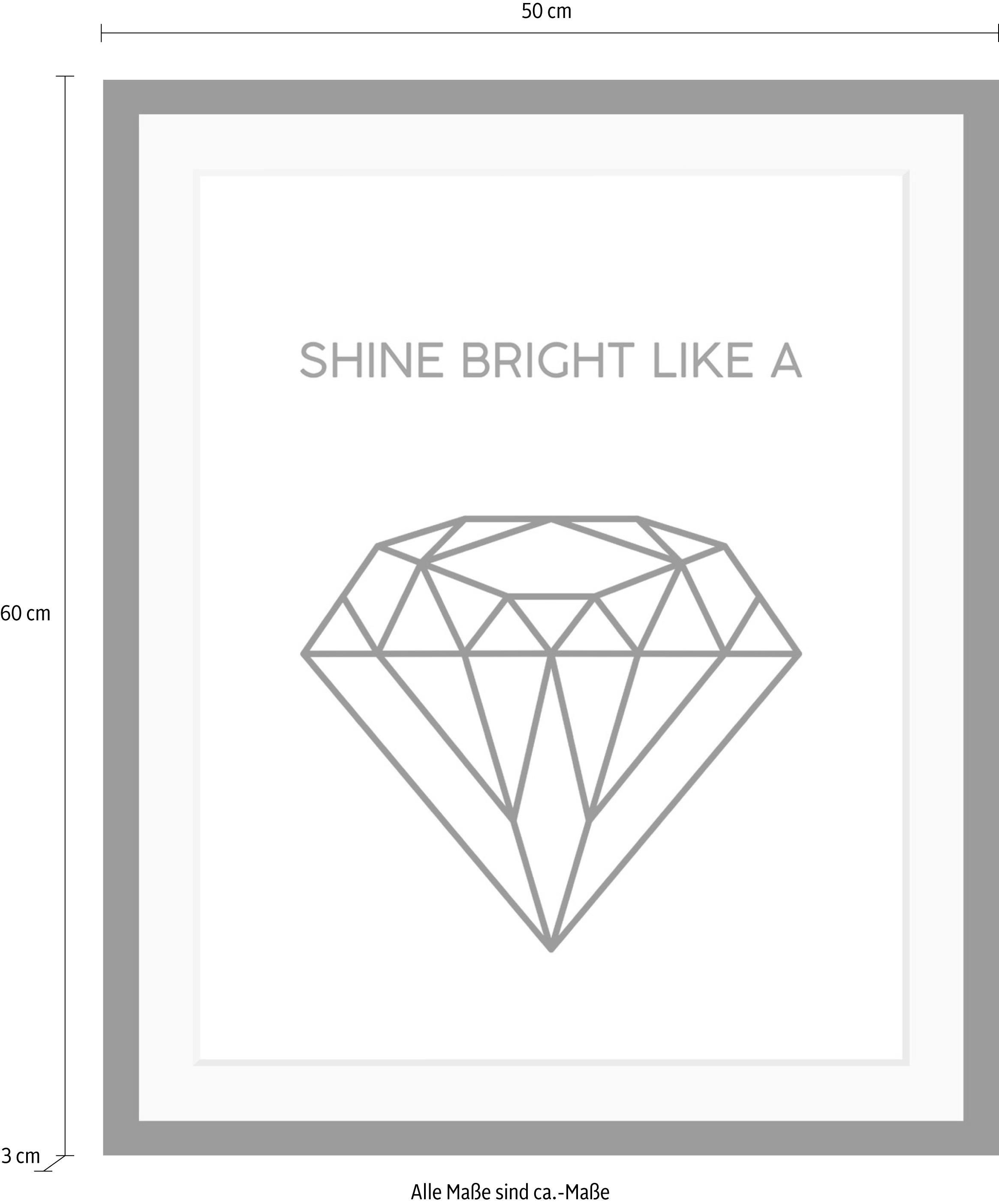 queence Bild »Diamant«, Schwarz-Weiß-Schriftzug-Motivationsbilder-Liebessprüche, HD Premium Poster-Druck inkl. Holzrahmen