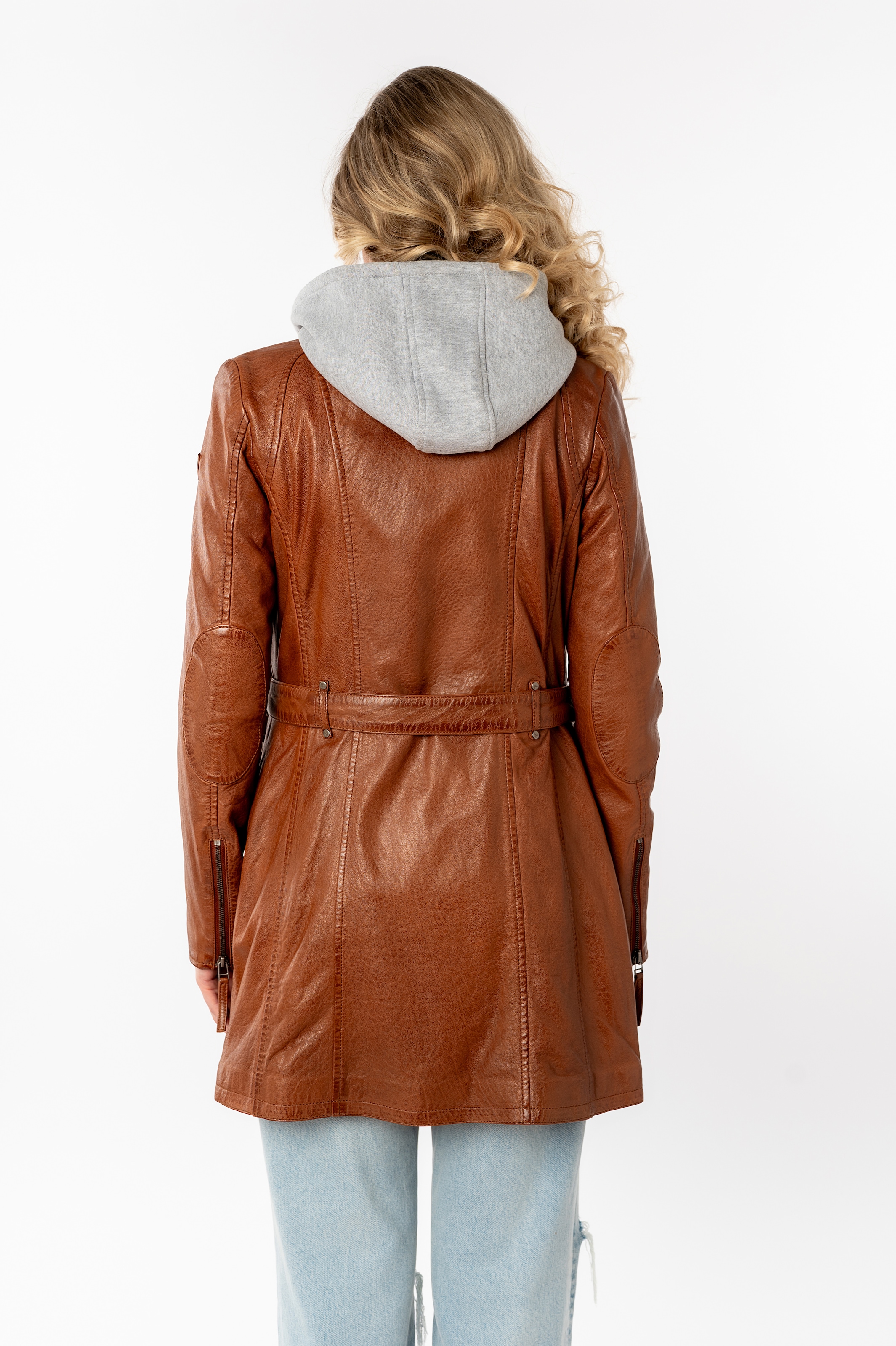Mauritius Ledermantel »BENTE2«, (mit Gürtel), lange Lederjacke mit Gürtel & abnehmbarem Kapuzen-Inlay