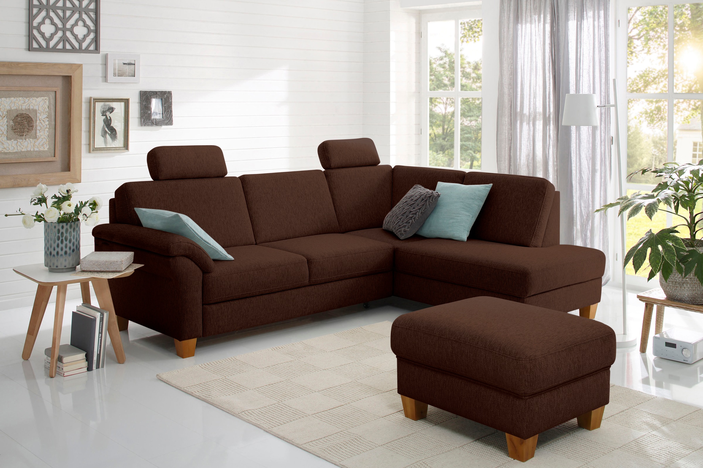 Home affaire Ecksofa »Borkum L-Form«, mit Federkern, wahlweise mit Bettfunktion