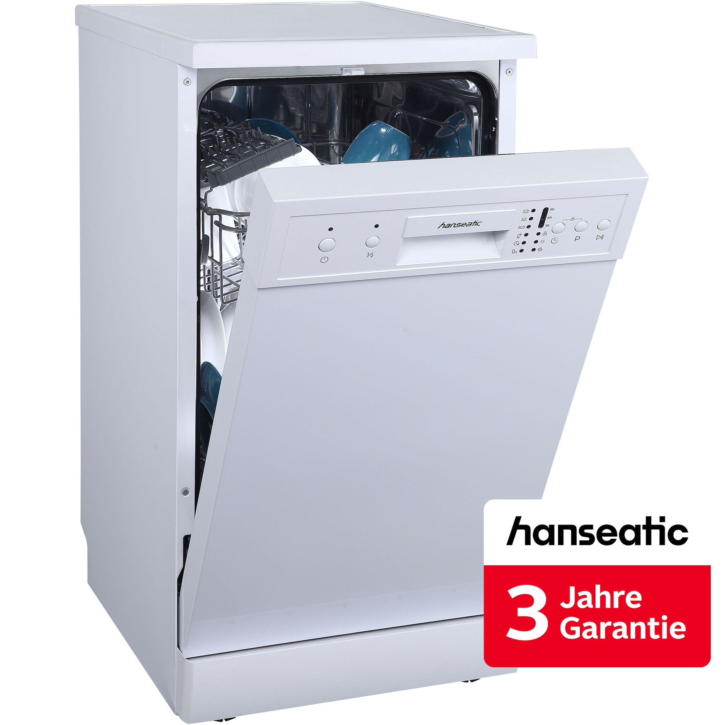 Hanseatic Standgeschirrspüler "HG4585E97636W" 9 Maßgedecke inkl. 3 Jahre Herstellergarantie