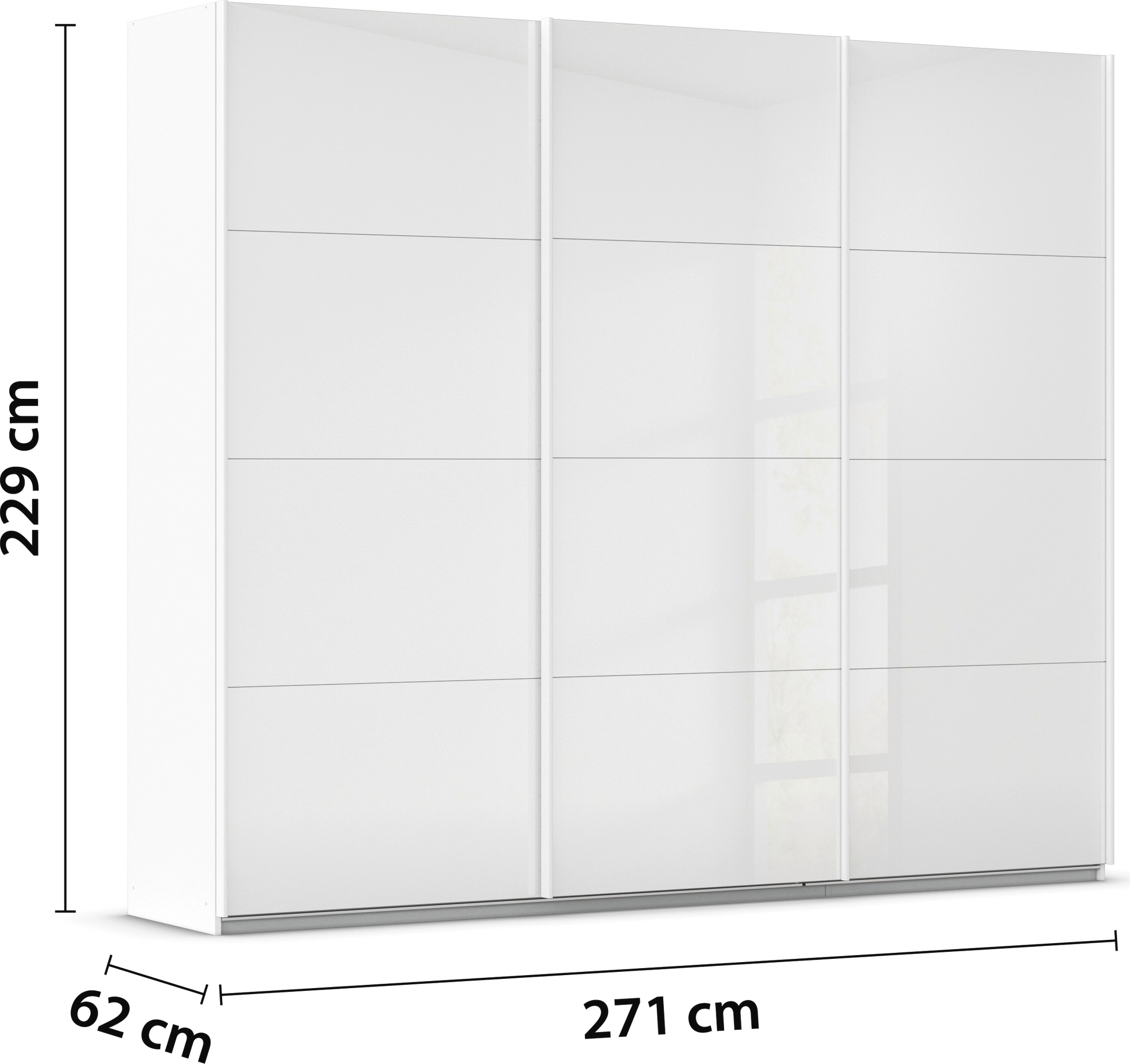 rauch Schwebetürenschrank »Kleiderschrank Kleiderschränke Schrank Garderobe AGORDO mit Glasfront«, sowie Metallgriffleisten und viel Stauraum