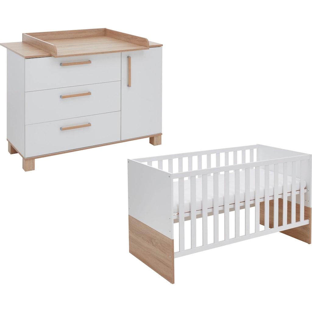 arthur berndt Babymöbel-Set »Babyzimmer Set »Jana« 2-teilig«, (Spar-Set, 2 St.), bestehend aus Kinderbett und Wickelkommode