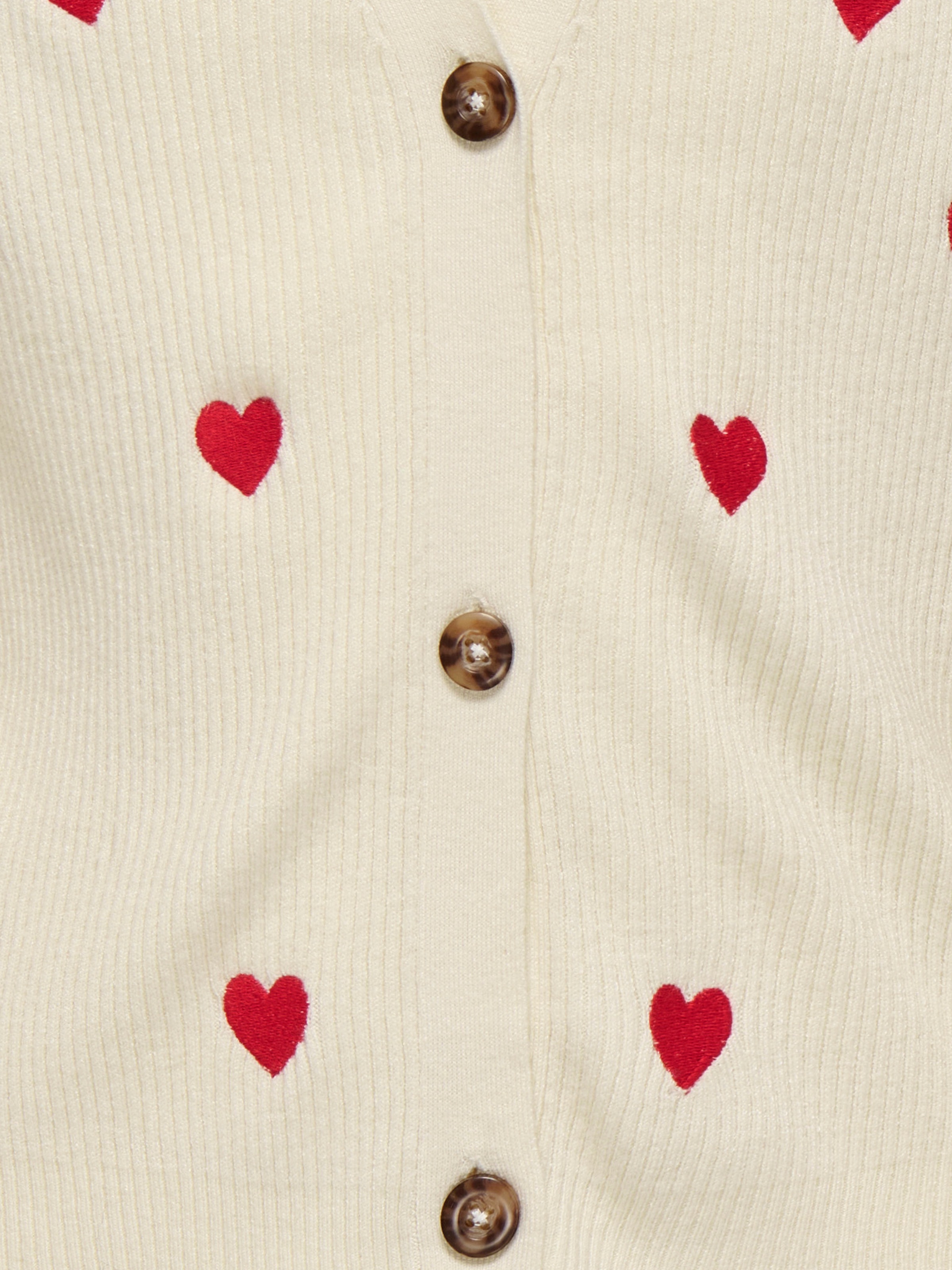 Strickjacke KIDS ONLY "KOGDANA LIFE LS HEART VNECK CARDIGAN KNT", Mädchen, Gr. 146/152, tofu detail:emb barbados cherry, heart, Strick, Obermaterial: 50% Viskose, 27% Nylon, 23% Polyester, bestickt, unifarben, loose fit normal, V-Ausschnitt, Raglanärmel S 3