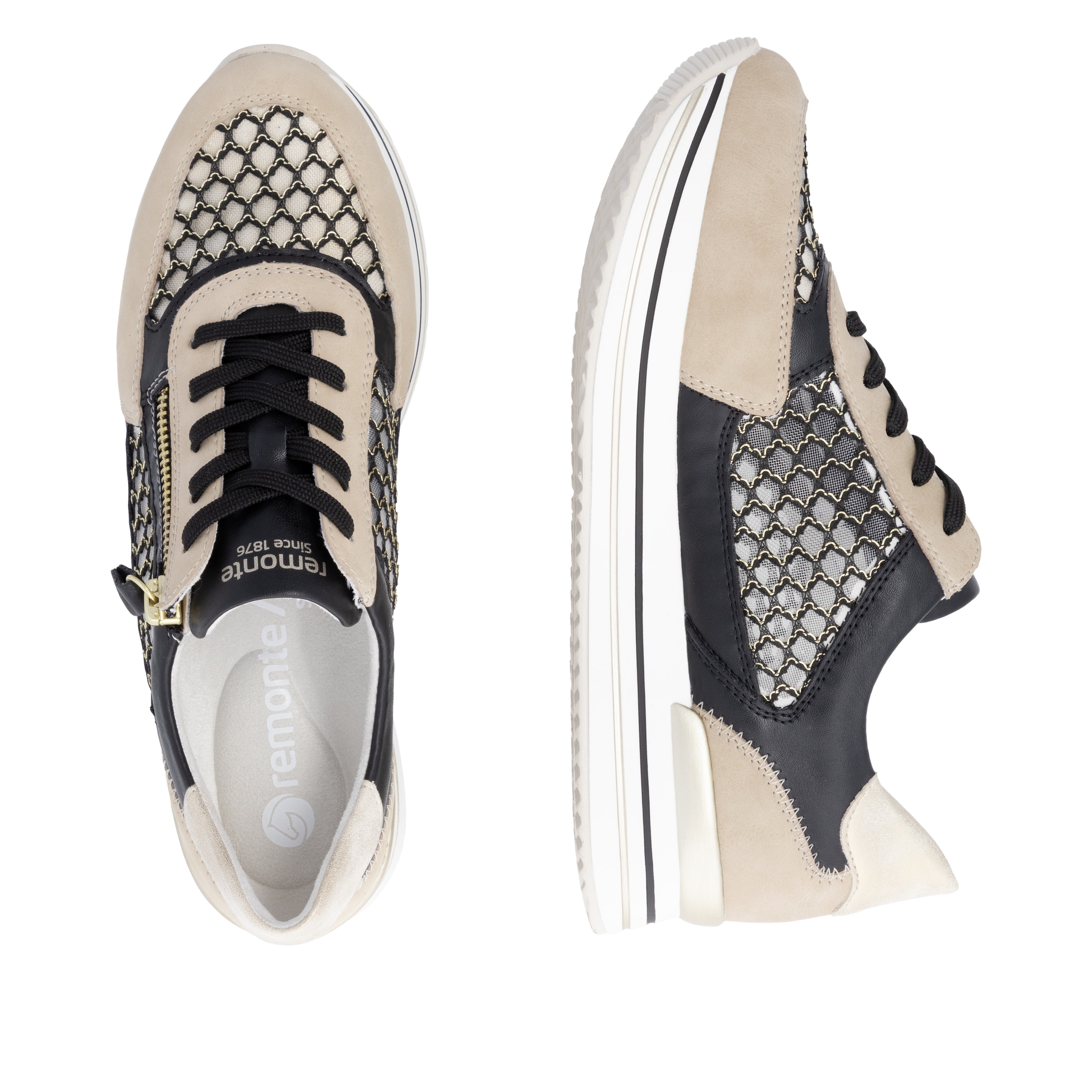 Remonte Plateausneaker, Freiezitschuh, Halbschuh, Schnürschuh, vegan, Kontrastbesatz