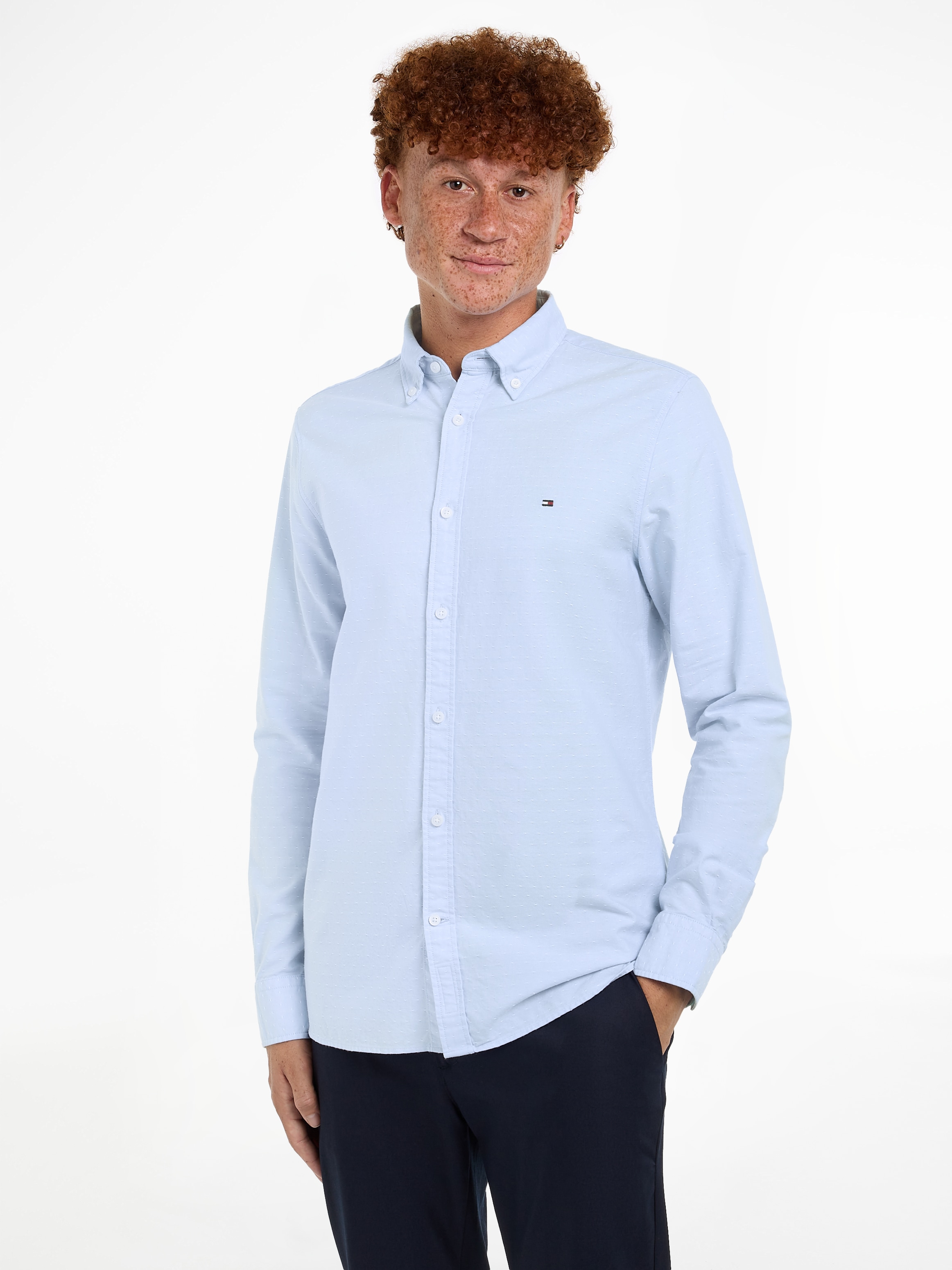 Tommy Hilfiger Langarmhemd "OXFORD DOBBY Slim Fit SHIRT" günstig online kaufen