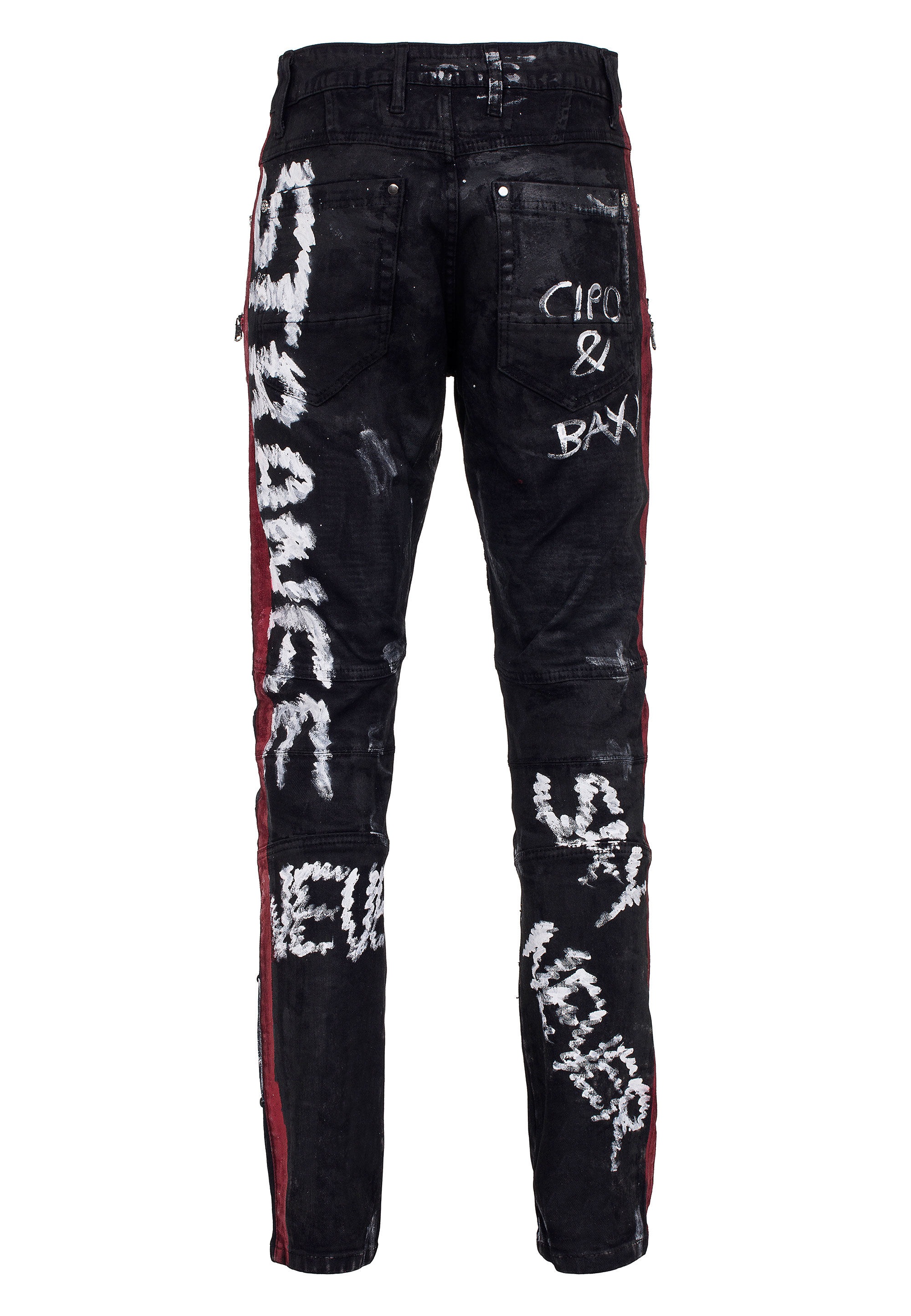 5-Pocket-Jeans CIPO & BAXX "Jeans", Herren, Gr. 31, Länge 32, schwarz, 98% Baumwolle, 2% Elasthan, gemustert, figurumspielend lang, Jeans 5-Pocket-Jeans, im trendigen Design 3