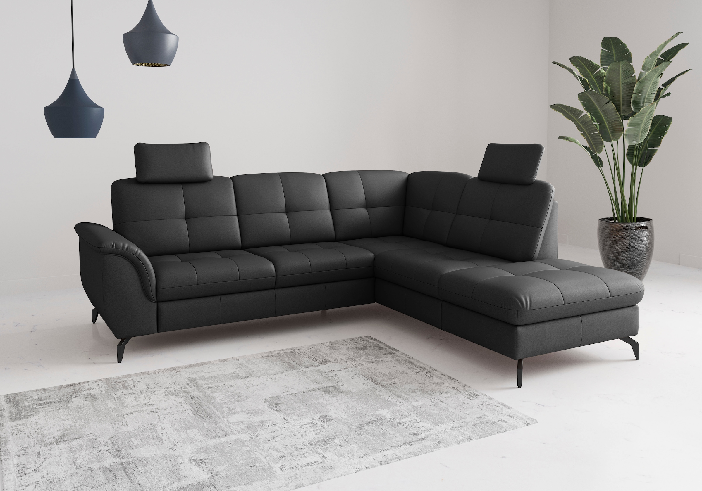 Ecksofa SIT & MORE "Zora", schwarz, T:212cm, Sofas, Ecksofa 6