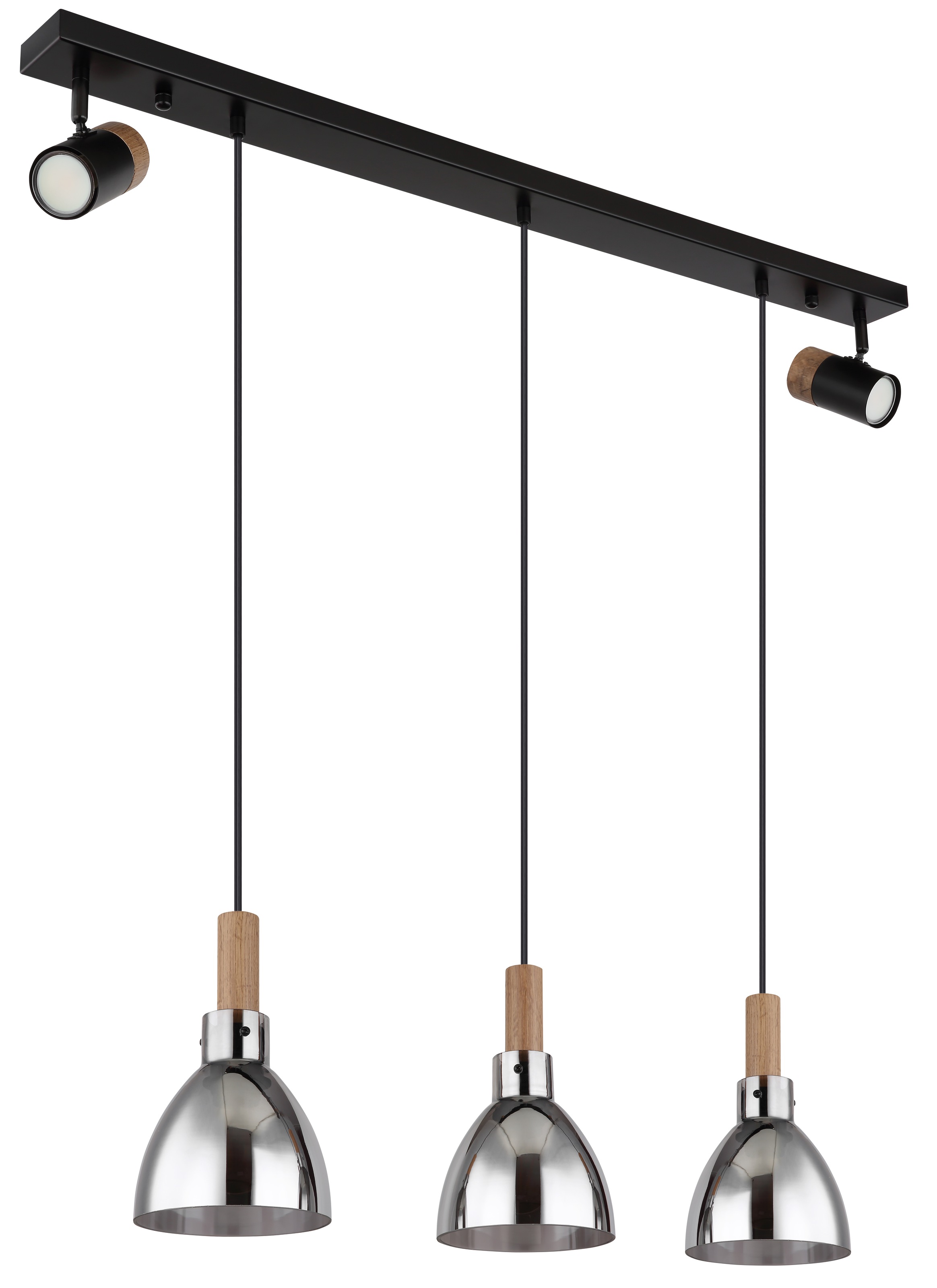 GLOBO LIGHTING Hängeleuchte »MATTEA« E27 1 Stk. Schwarze Hängeleuchte mit Rauchglas, MDF, GU10 & E27 Spots