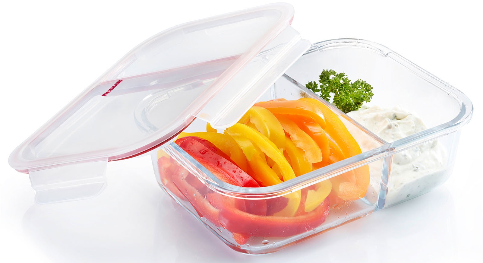 WESTMARK Frischhaltedose "Glas-Frischhaltedose 980 ml, mit 2 separaten Fäch günstig online kaufen