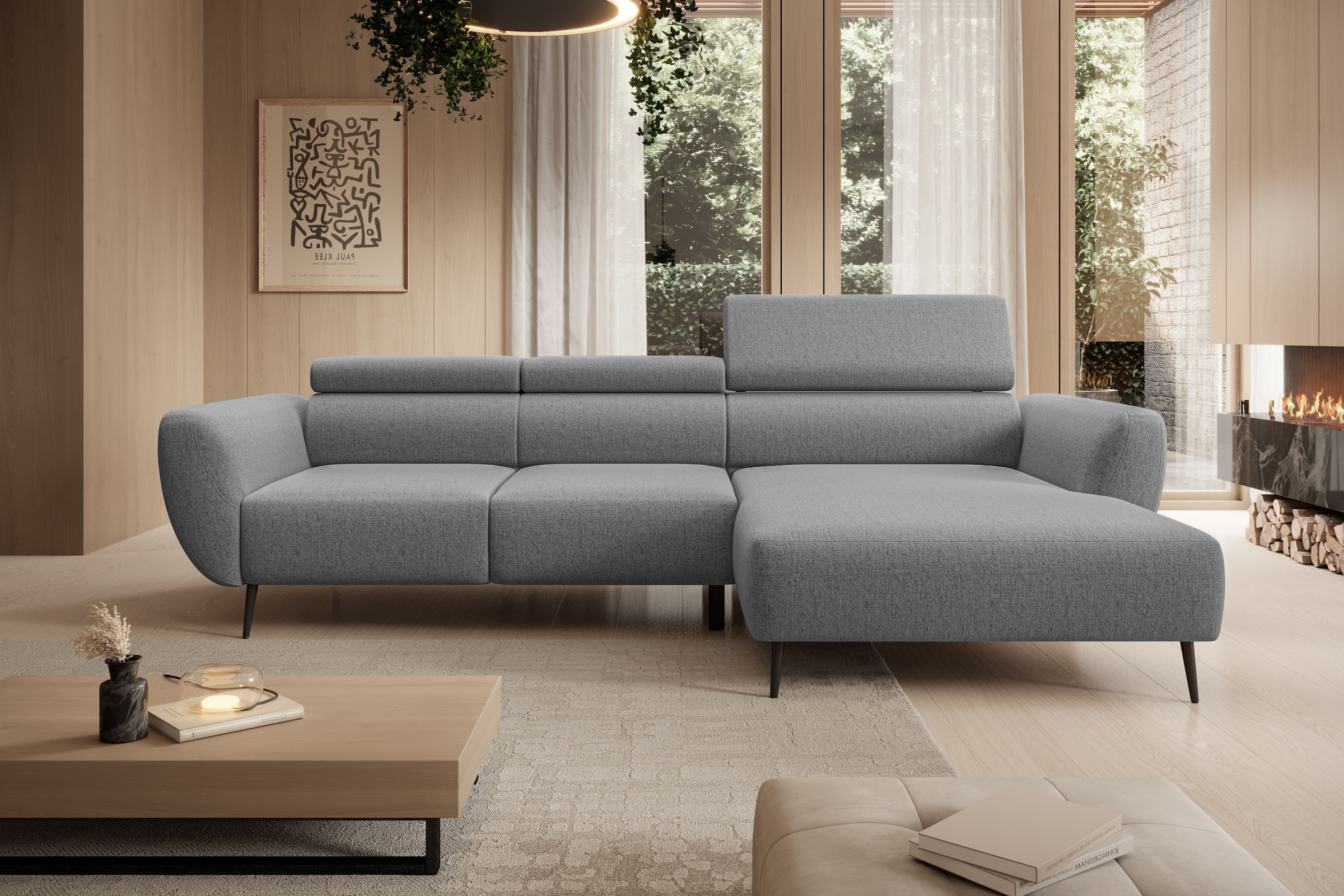 WERK2 Ecksofa "Alisson 277 x 174 cm modern und bequem" Luxus-Microfaser weich, L-Form, XXL, elektrische Sitztiefenverstellung