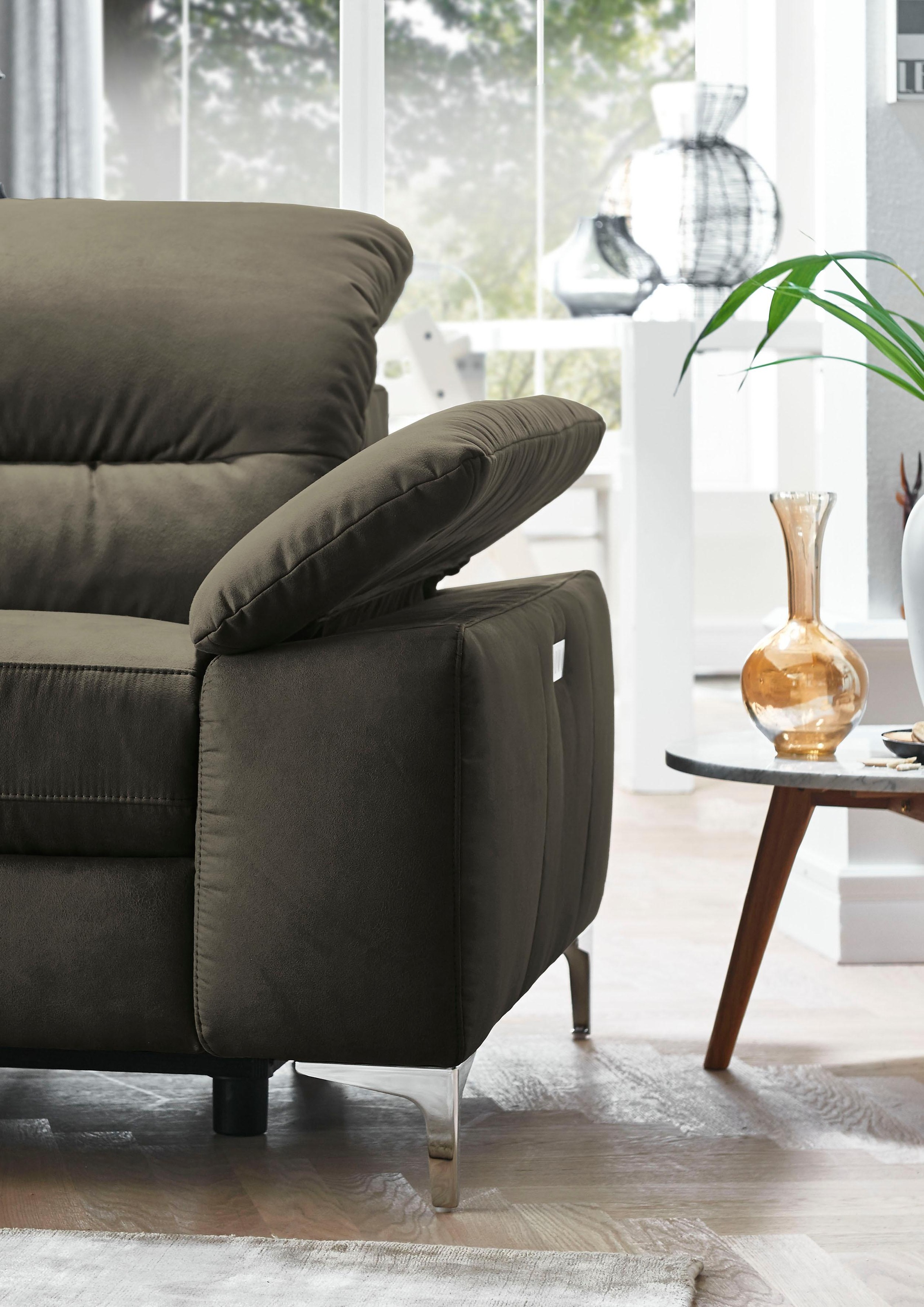 Places of Style Ecksofa »Basel L-Form«, mit vollmotorischer Relaxfunktion und motorischer Recamiere