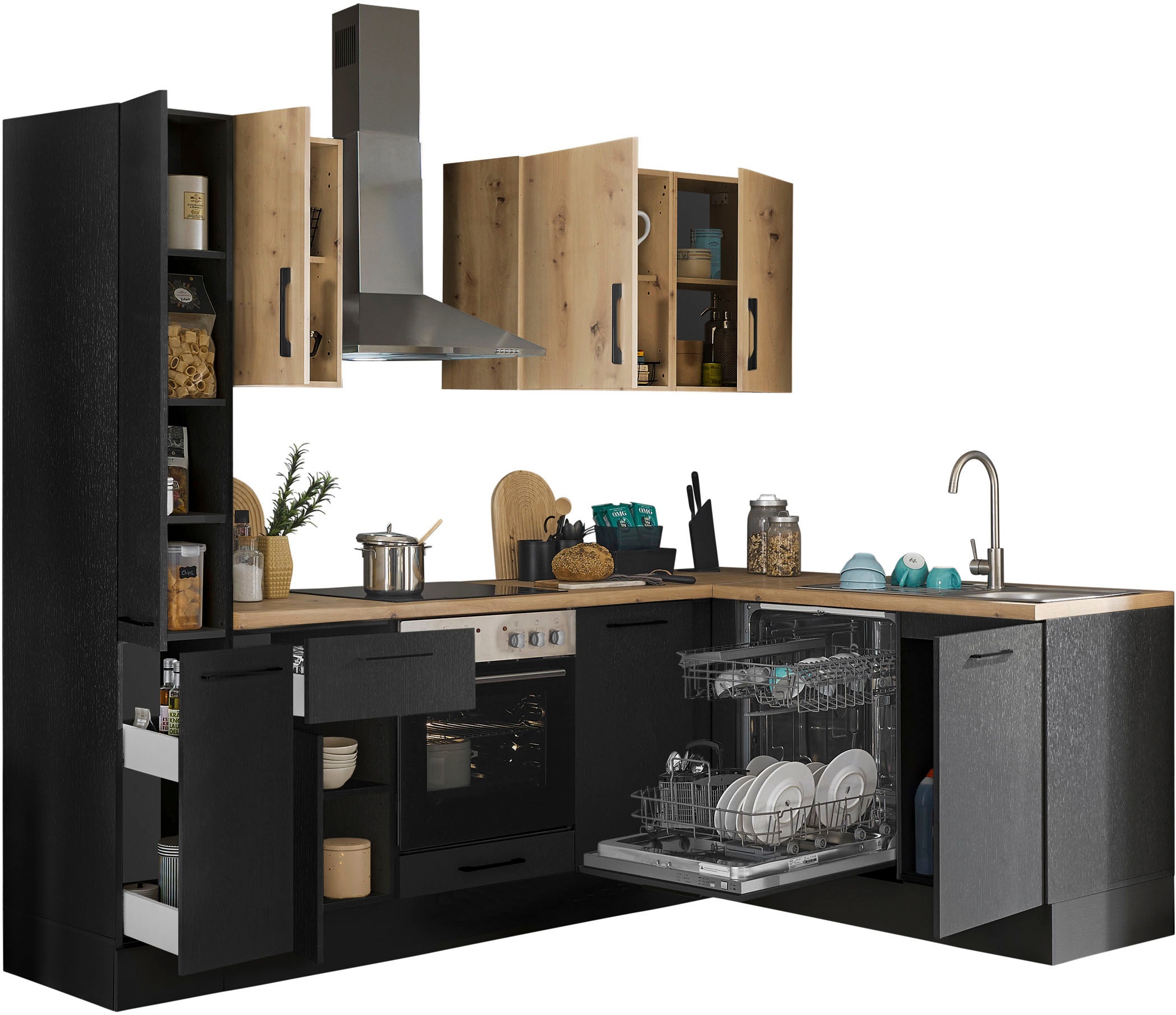 BASIC by Balculina Winkelküche »Turin«, Stellbreite 250x175 cm, wahlweise mit E-Geräten