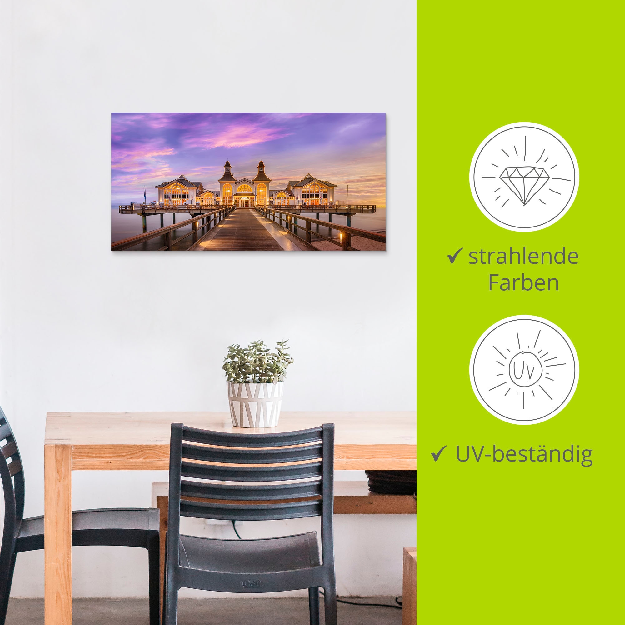 Artland Wandbild »Rügen Seebrücke in Sellin«, Brücken, (1 St.), als Alubild, Leinwandbild, Wandaufkleber oder Poster in versch. Größen