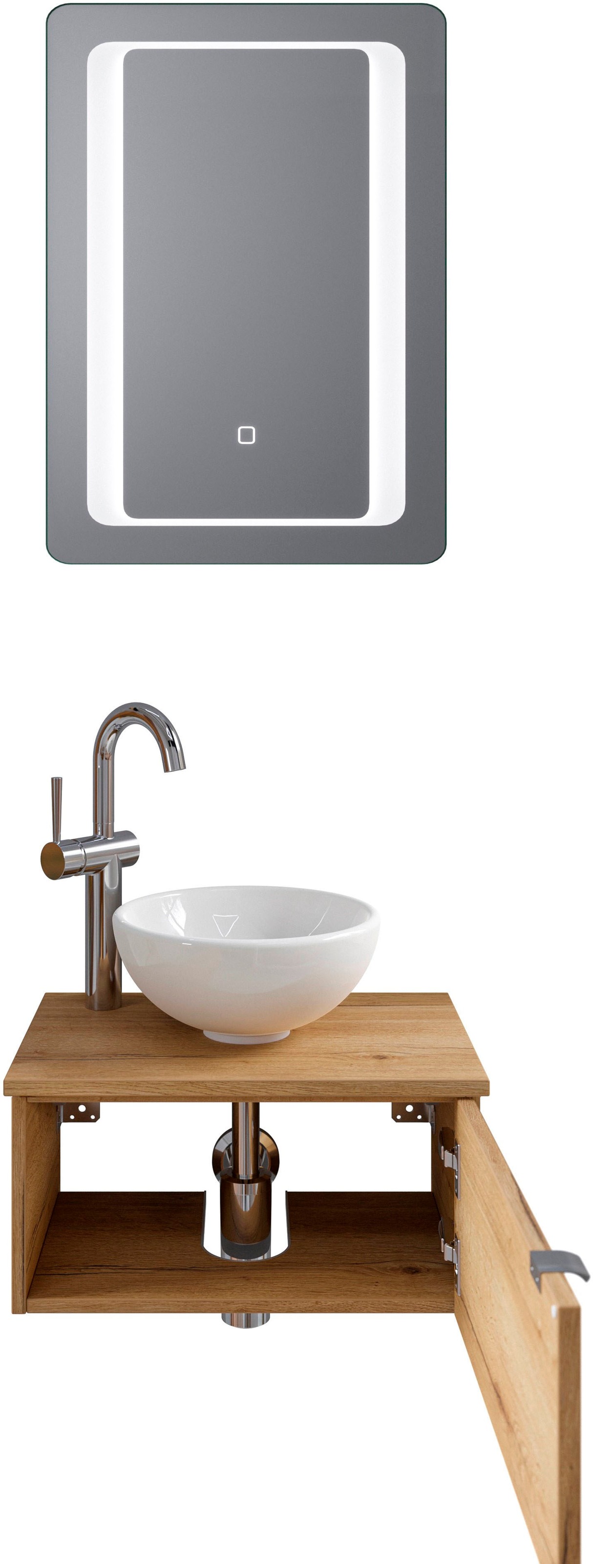 Saphir Badmöbel-Set »Serie 6915«, (4 St.), Gäste-Bad, 51 cm breit, mit LED-Spiegel und 1 Tür