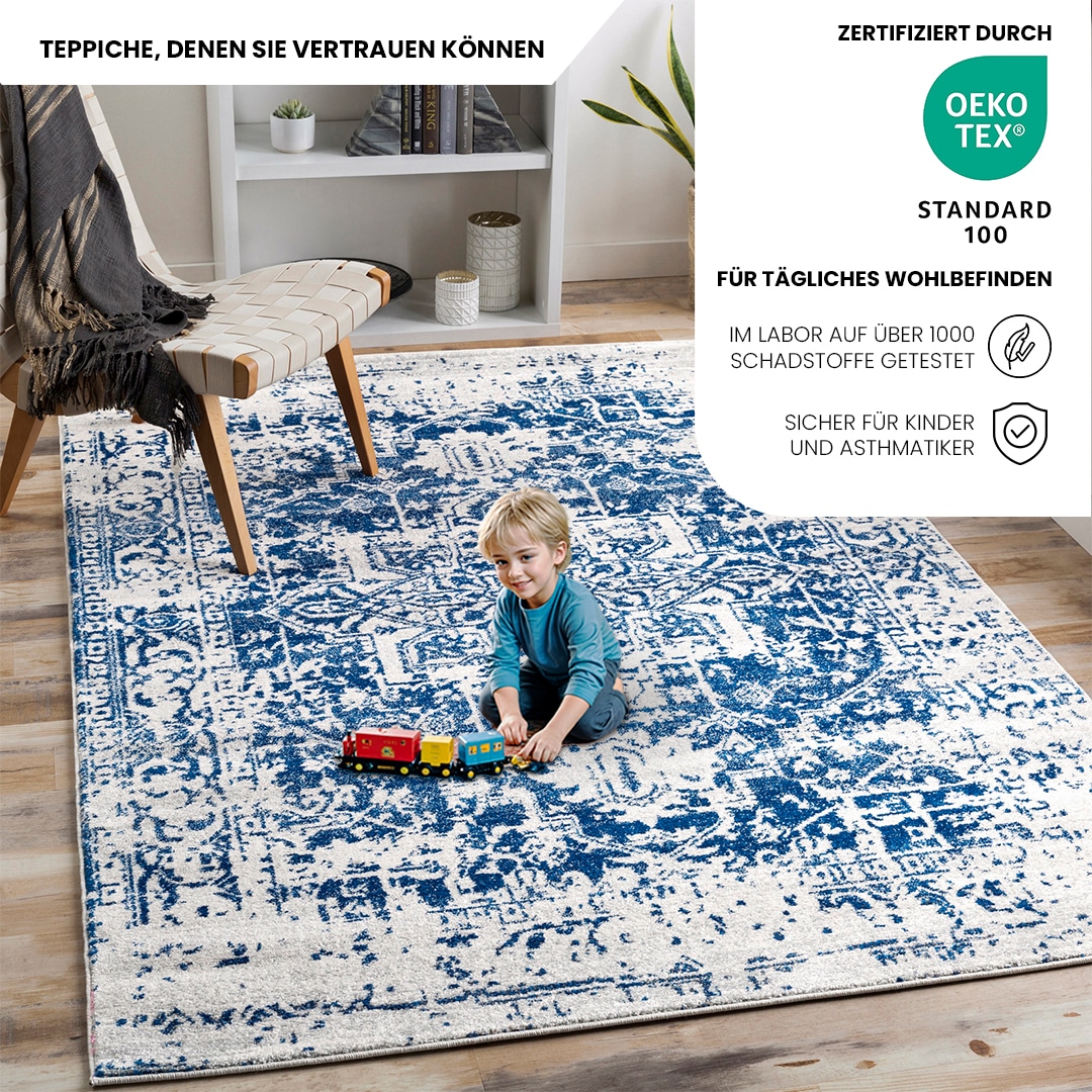 Livabliss Teppich »SYRACUSA«, rechteckig, 12 mm Höhe, Vintage Orientteppich, Kurzflor Boho Wohnzimmerteppich, Läufer