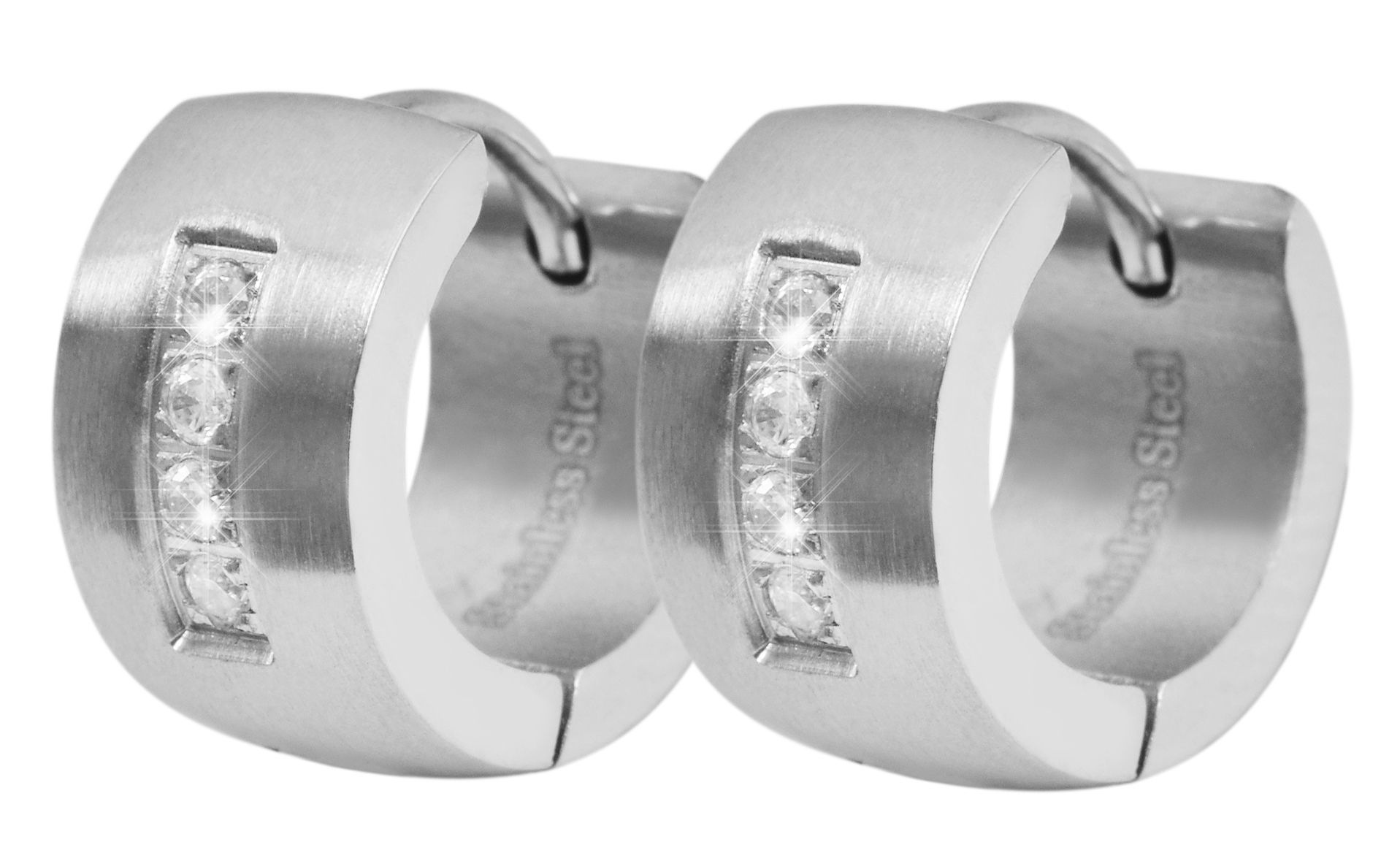 Adelia´s Klappcreolen »Ohrringe – Klappcreole aus Edelstahl mit Strass Steinchen« Ideal als Geschenk – dezent und elegant