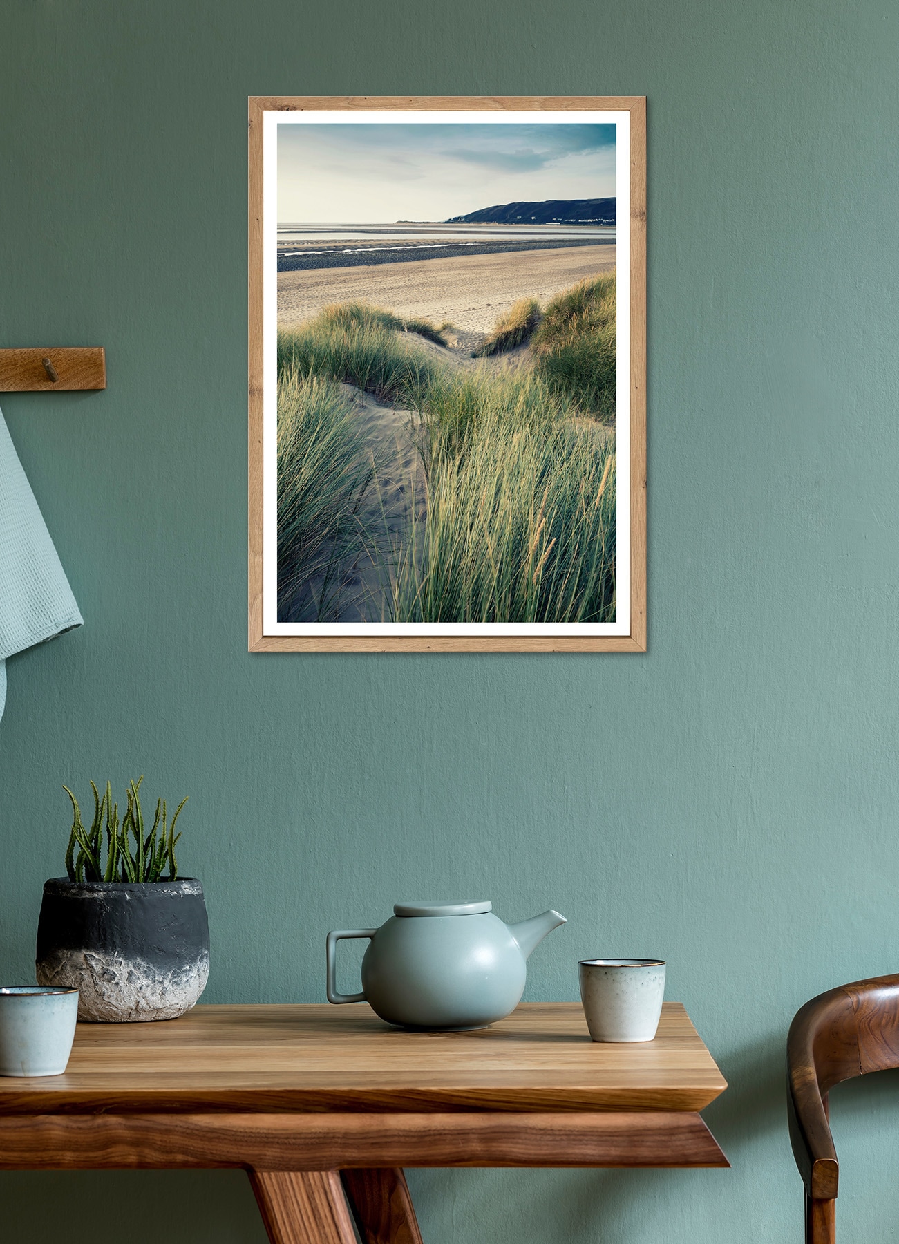 Bönninghoff Bild mit Rahmen »Wandbild gerahmt STRANDROGGEN 50x70 cm – Nordsee Dünenmotiv mit« Düne | Gräser | Küste | Landschaft | Meer | Natur | Strand 1 Stk. tlg. mit dekorativem Rahmen