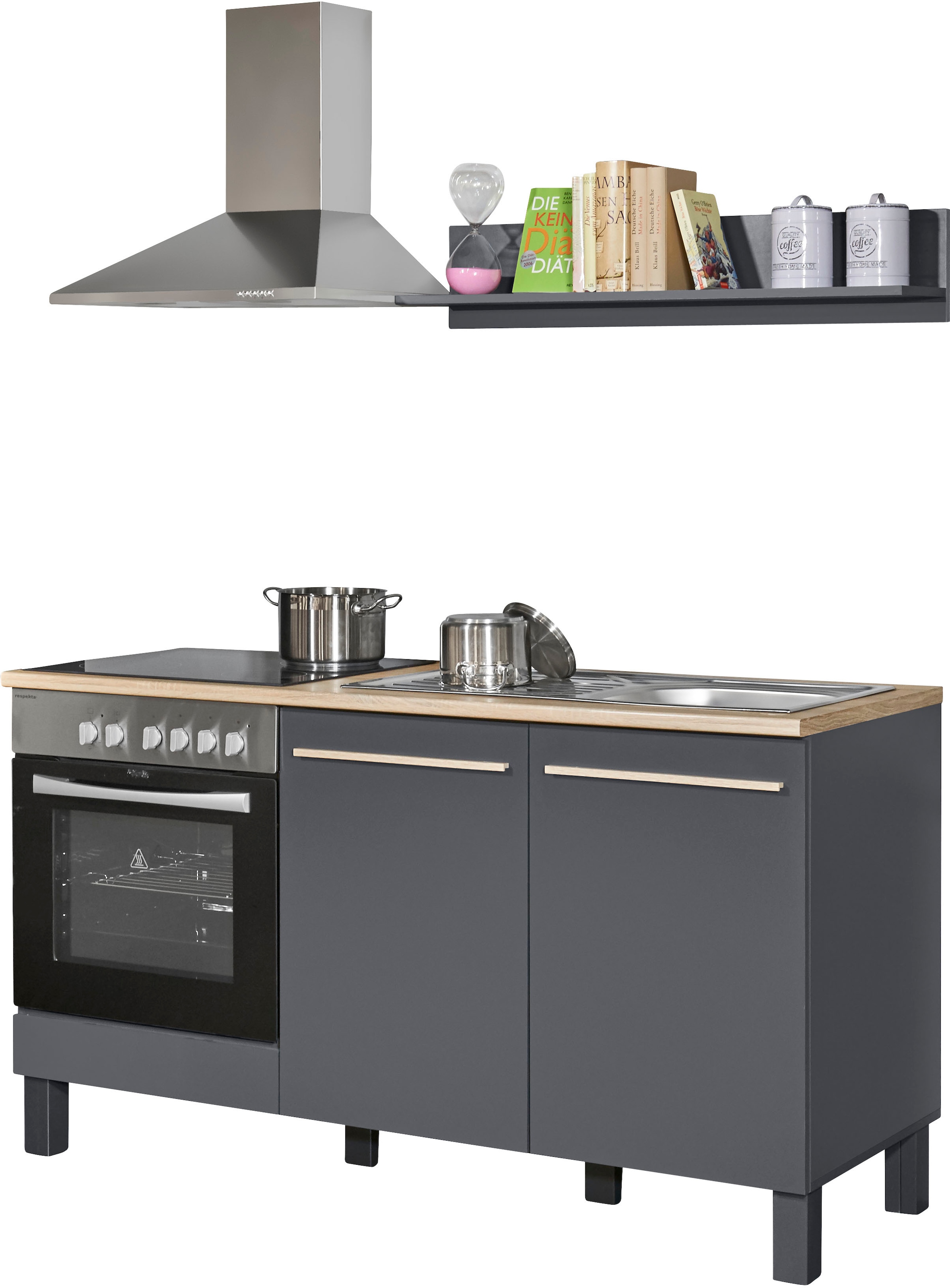 BASIC by Balculina Pantryküche »Bilberry«, Breite 160 cm