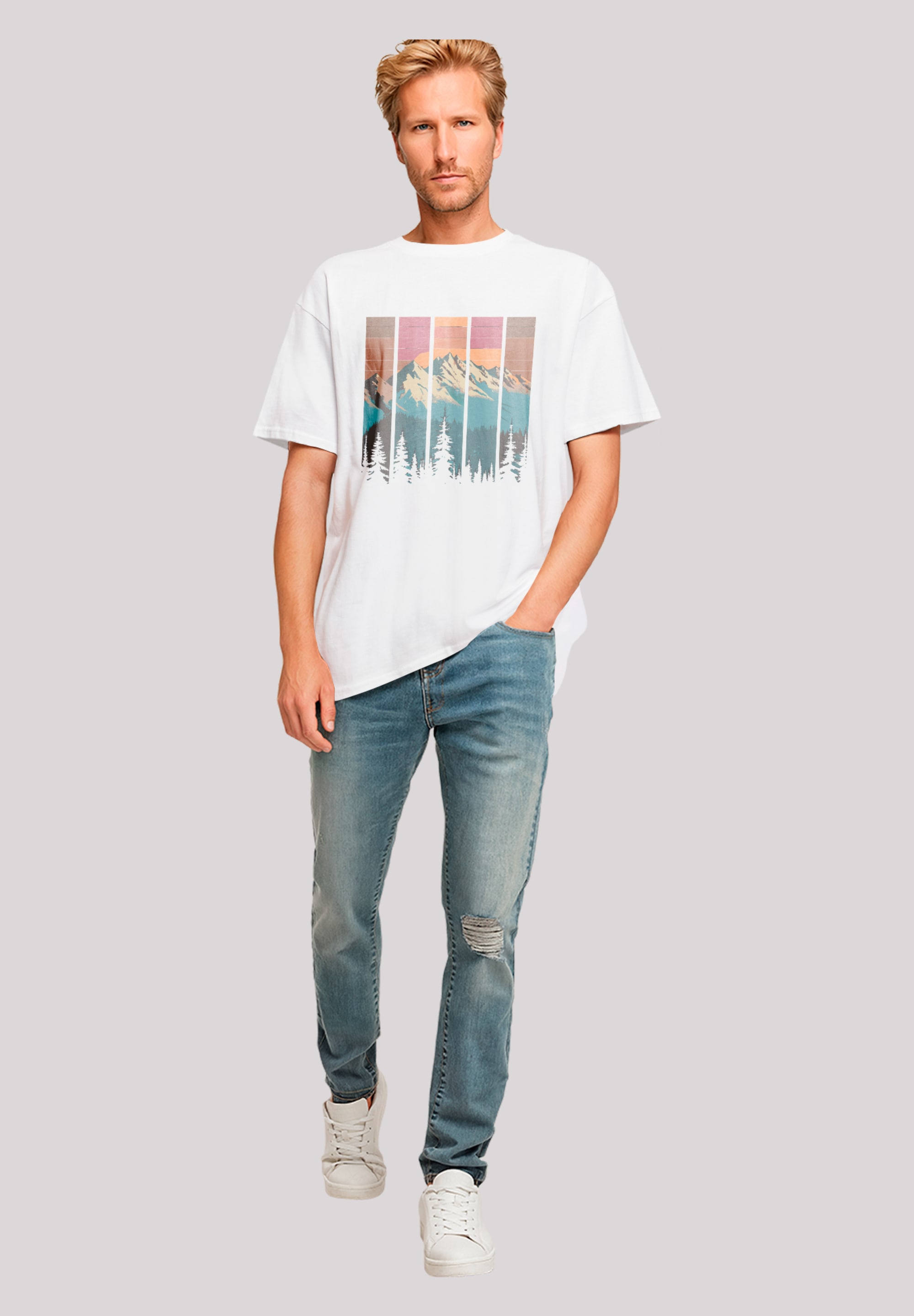 F4NT4STIC T-Shirt »Berg Sonnenuntergang Retro«, Premium Qualität