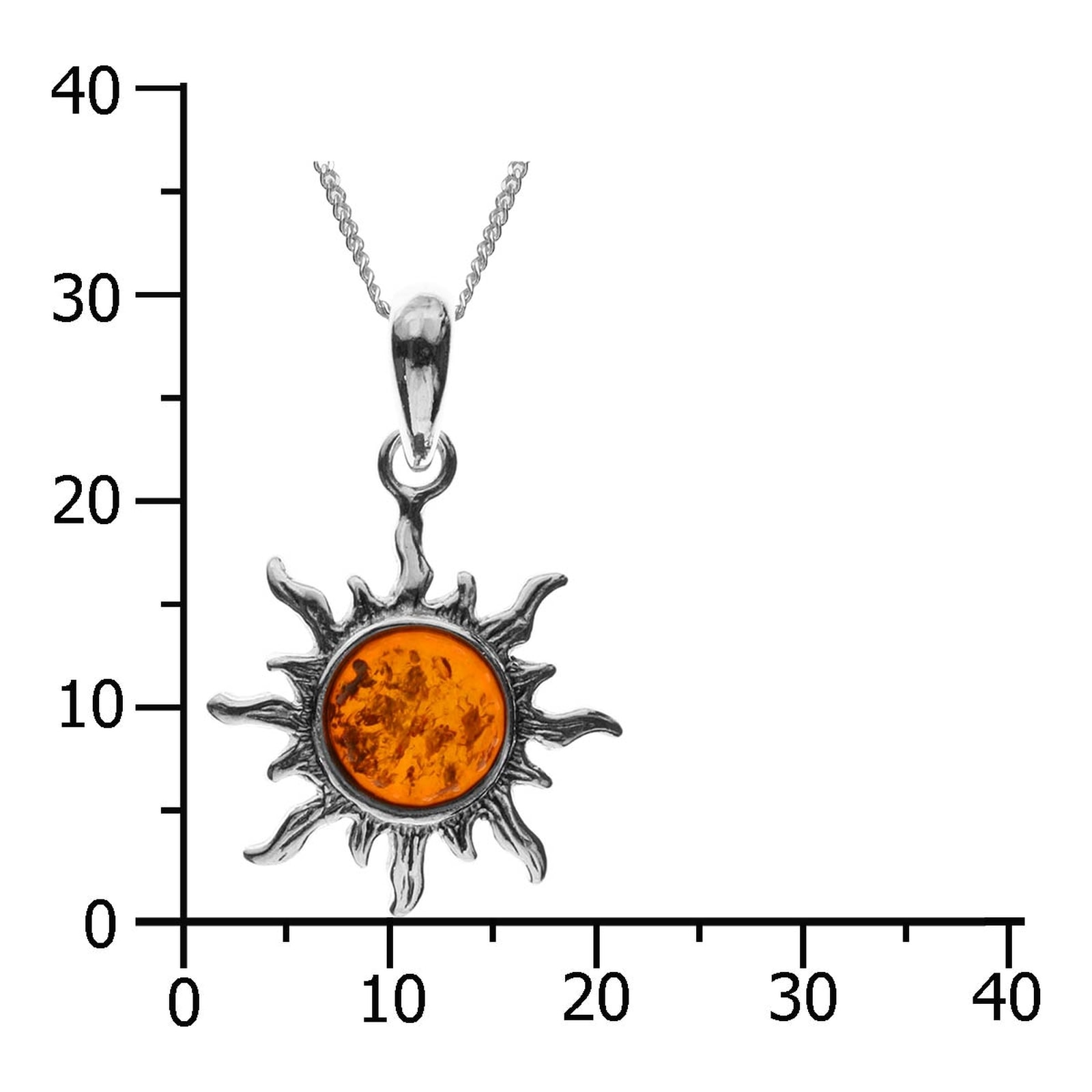 OSTSEE-SCHMUCK Kette mit Anhänger »- Sonne 20 mm - Silber 925/000 - Bernstein«
