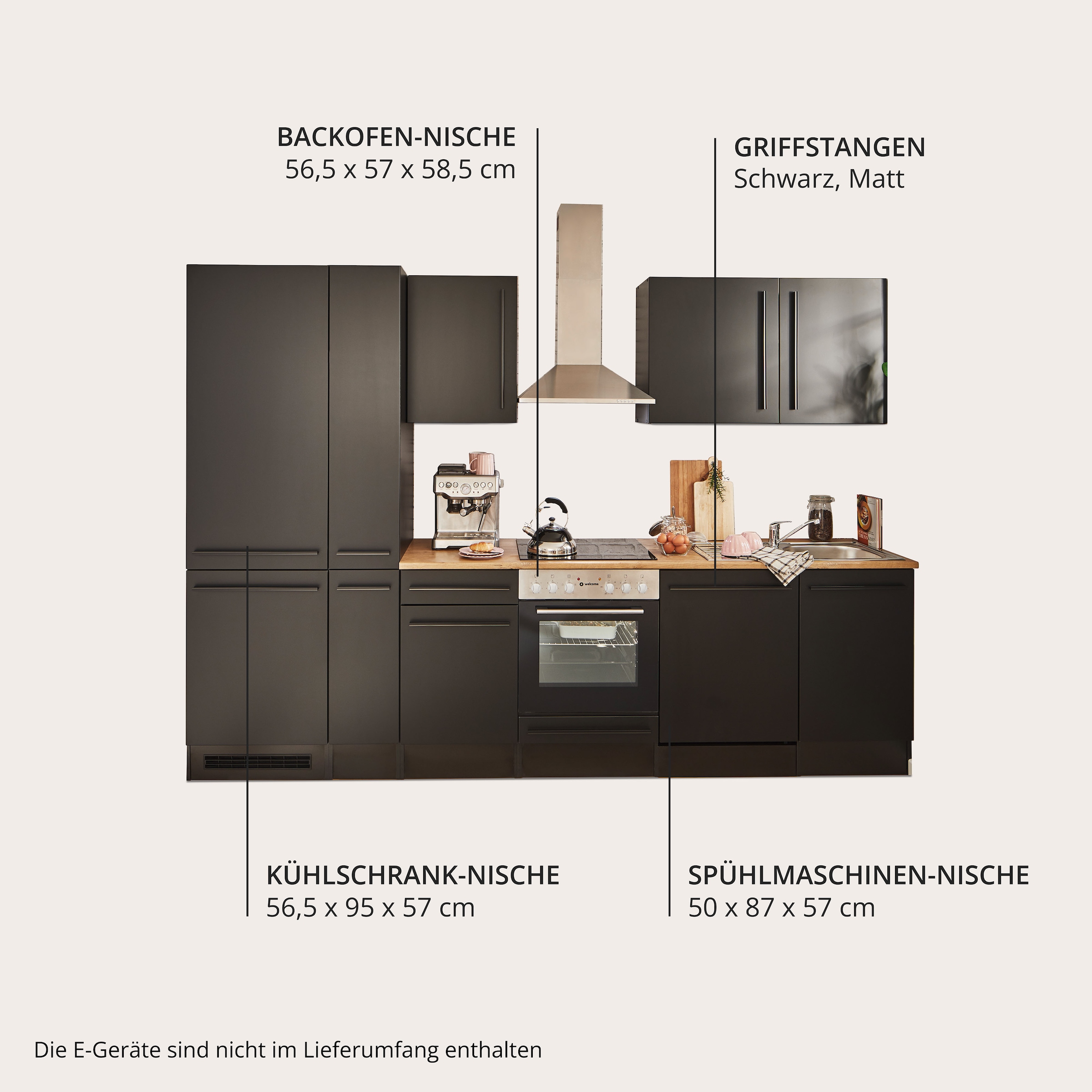 BASIC by Balculina Küchenzeile »Jazz« Breite 310 cm, wahlweise mit E-Geräten