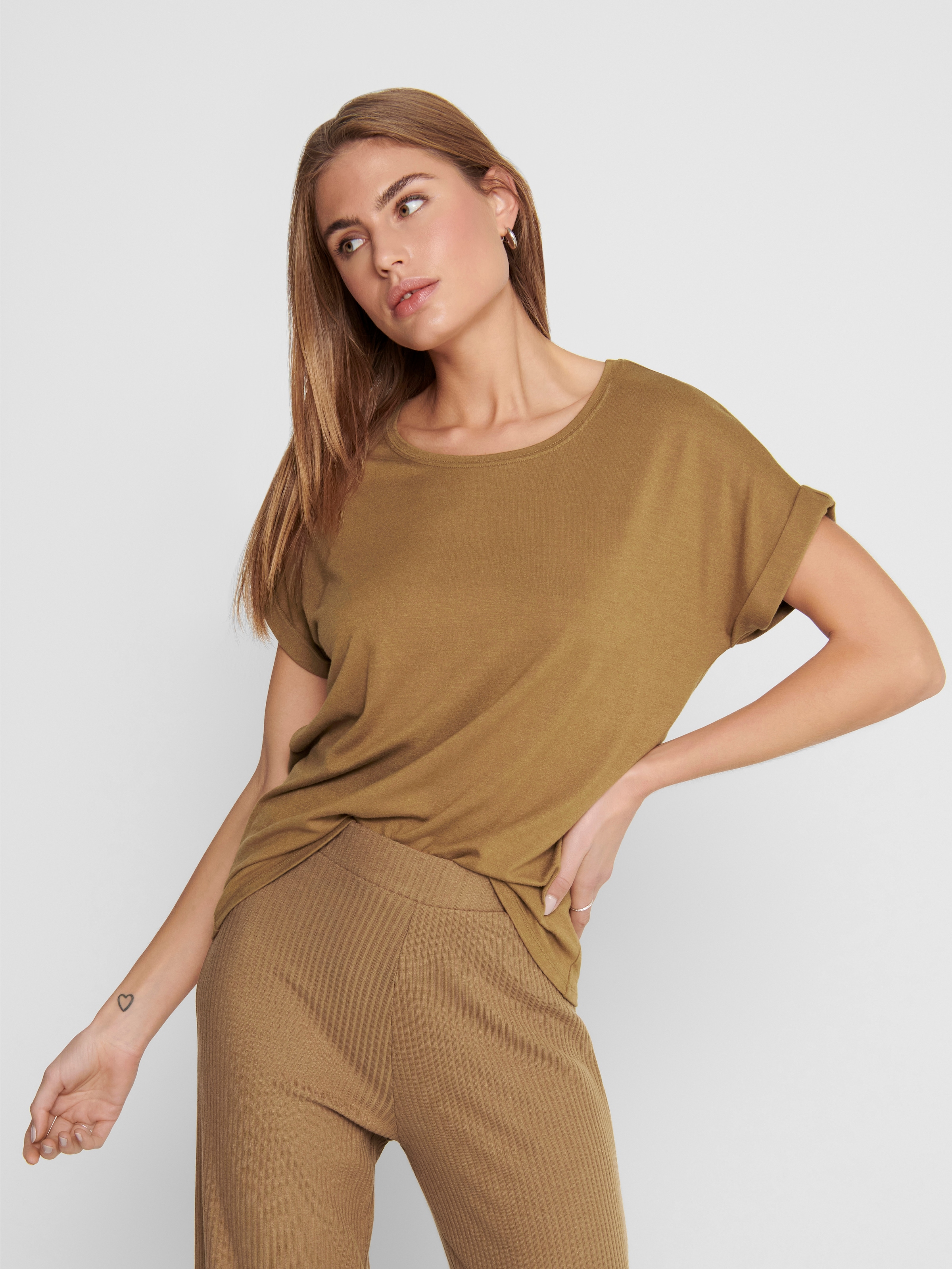 ONLY T-Shirt »ONLMOSTER – Kurzarmshirt mit Aufschlag und klassischem Look« Viskosemischung, regular fit