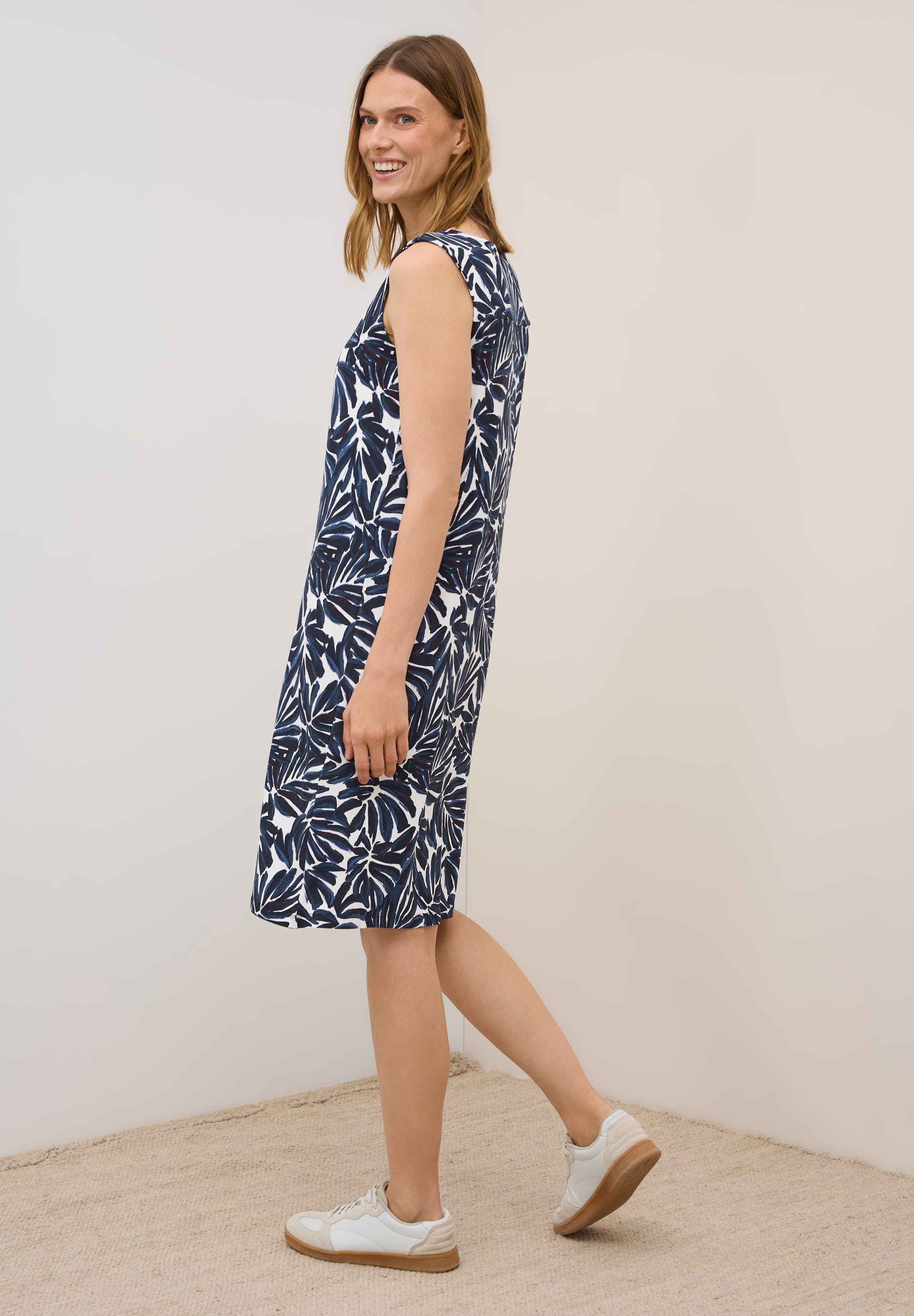 Cecil Jerseykleid, Sommerkleid mit Raffung an den Schultern und grafischem Muster