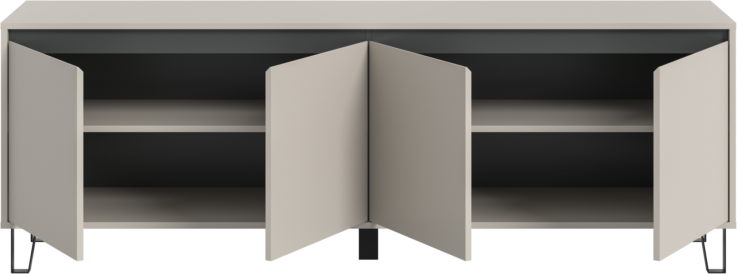 Home affaire Lowboard »BALTIC, Breite 184cm, grifflose Fronten, Metall-Füße,4 Türen, 4 Fächer« TV-Möbel, TV-Schrank, TV-Lowboard, Mediaboard